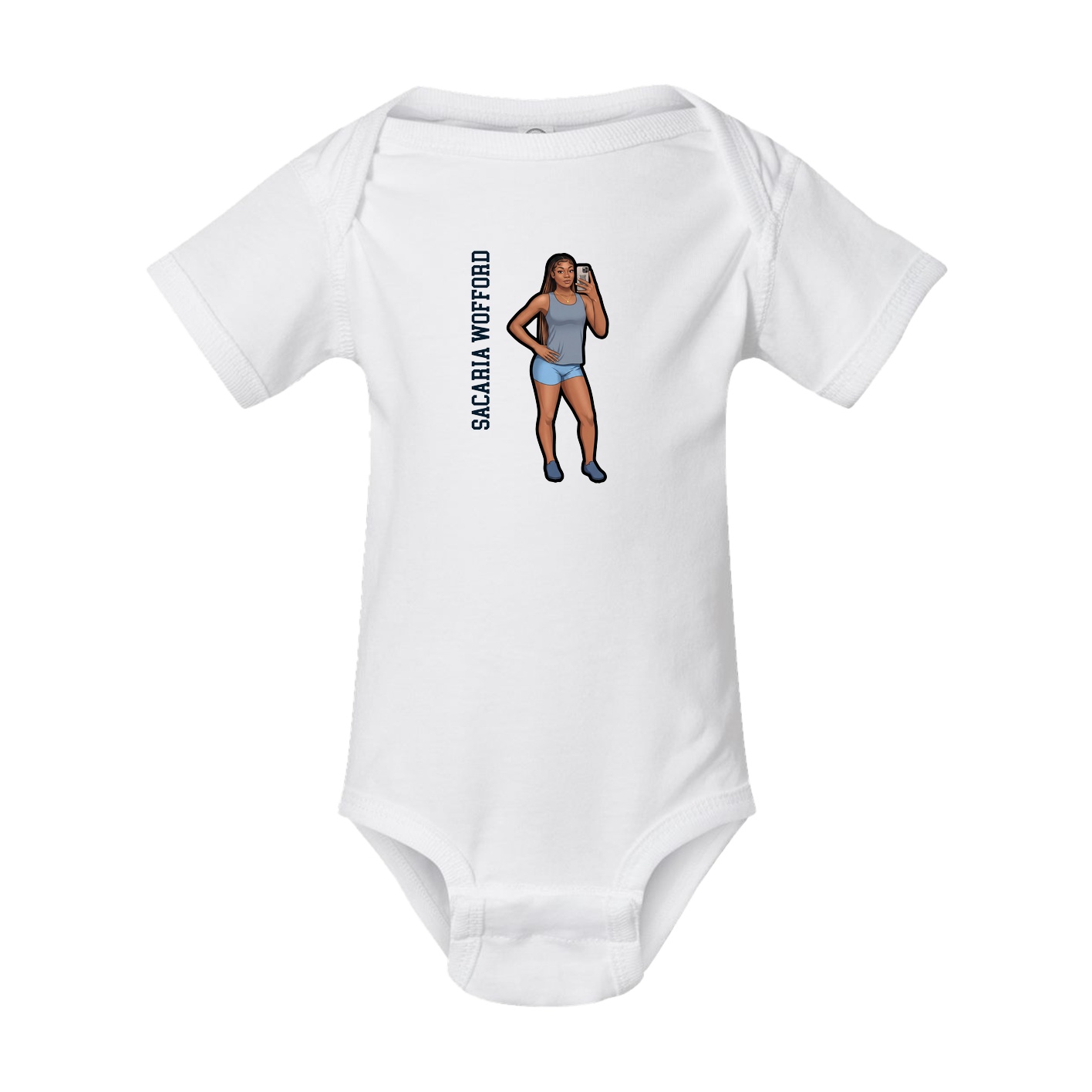 Baby Onesie — Name Vertical in White
