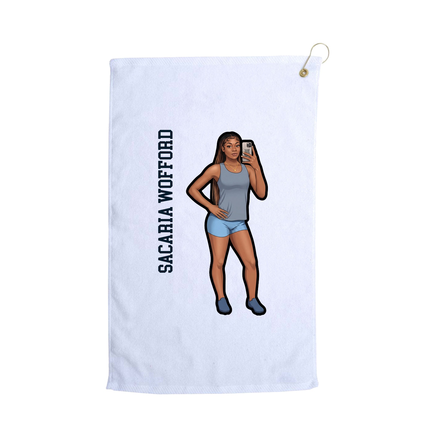 Golf Towel — Name Vertical in White