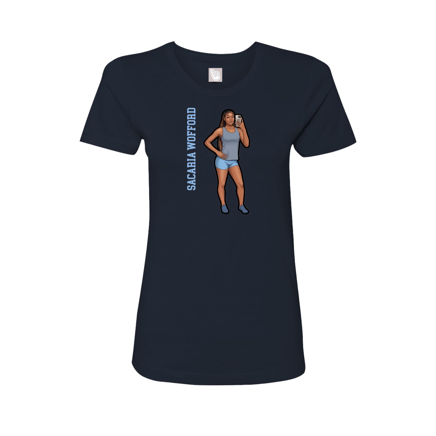 Womens Tee — Name Vertical in Navy