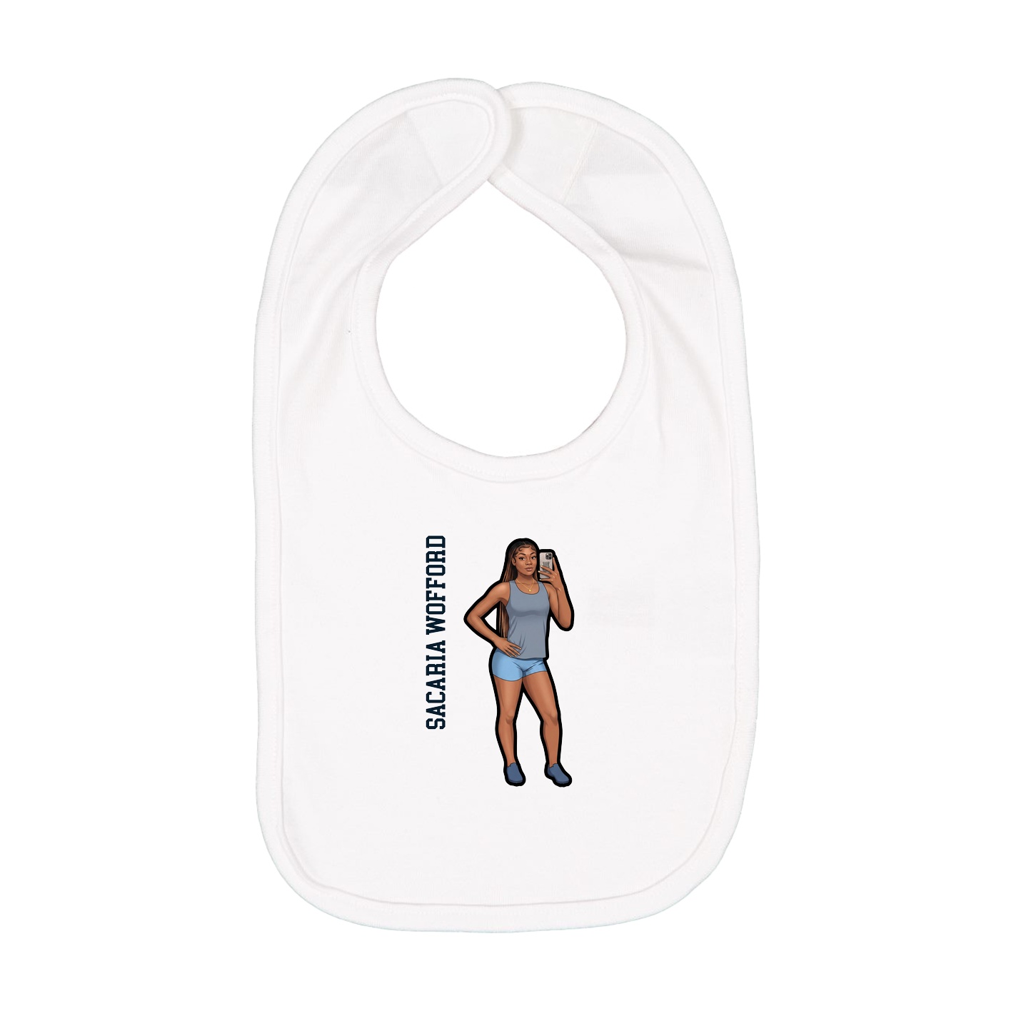 Infant Bib — Name Vertical in White