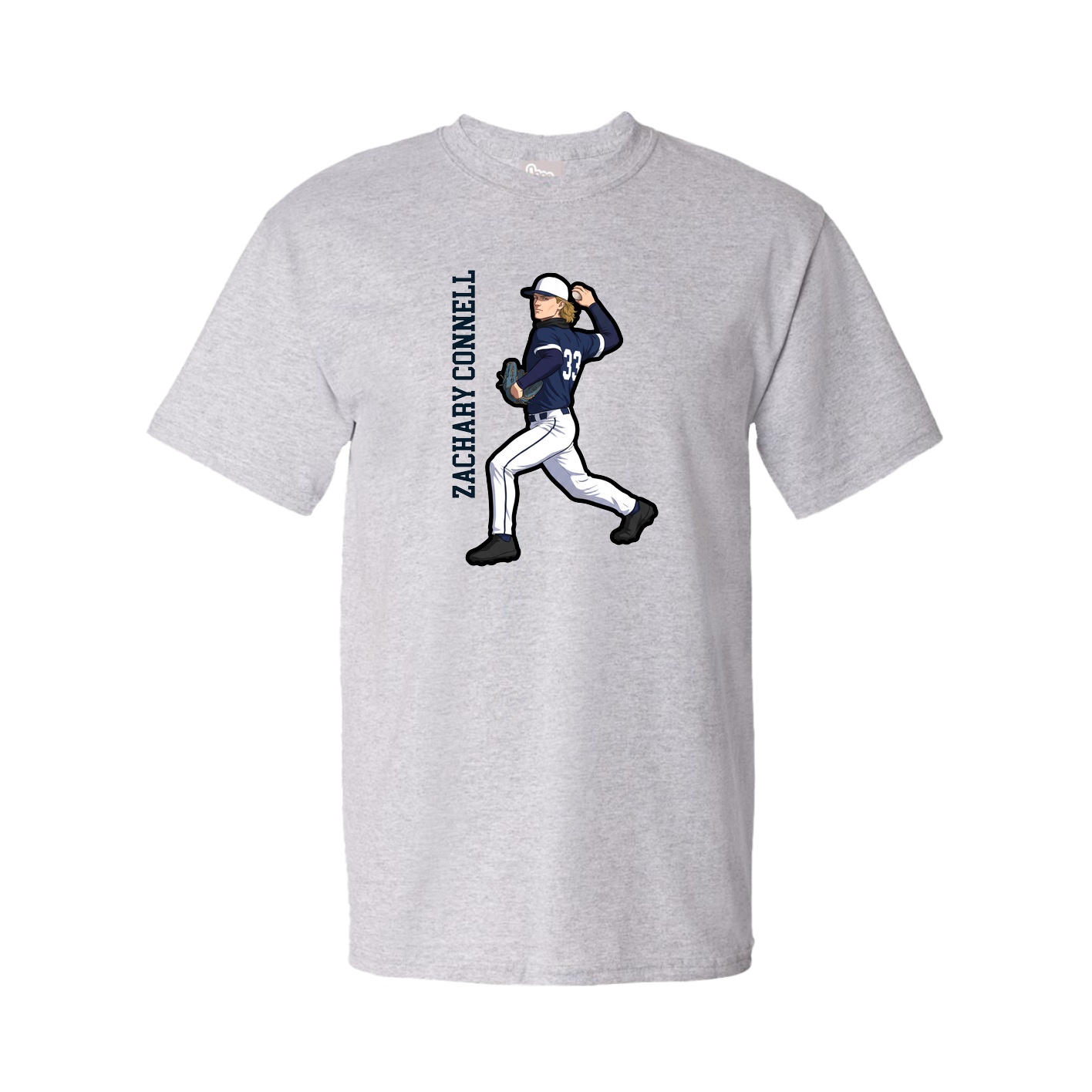 Youth Tee — Name Vertical in Grey