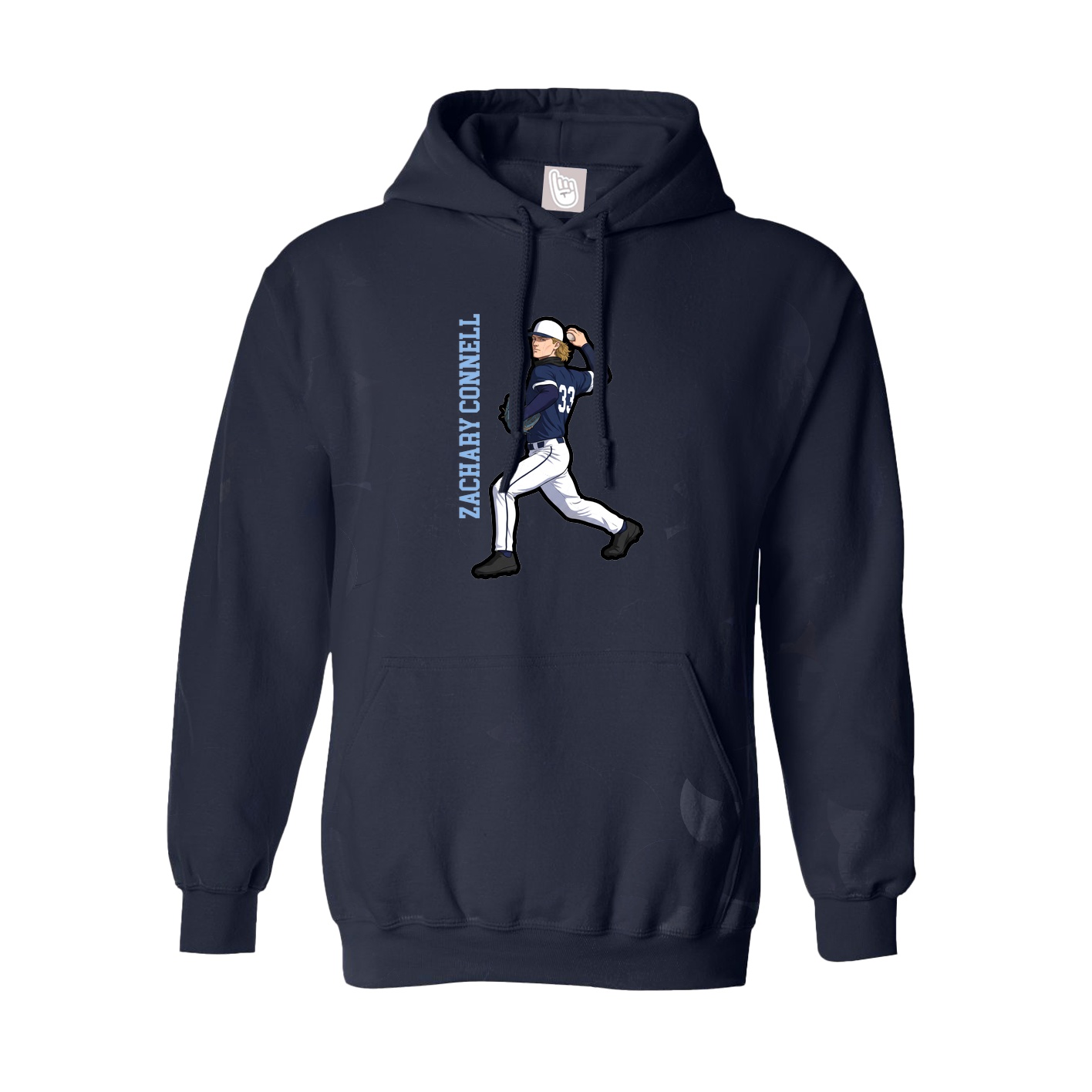 Hoodie — Name Vertical in Navy