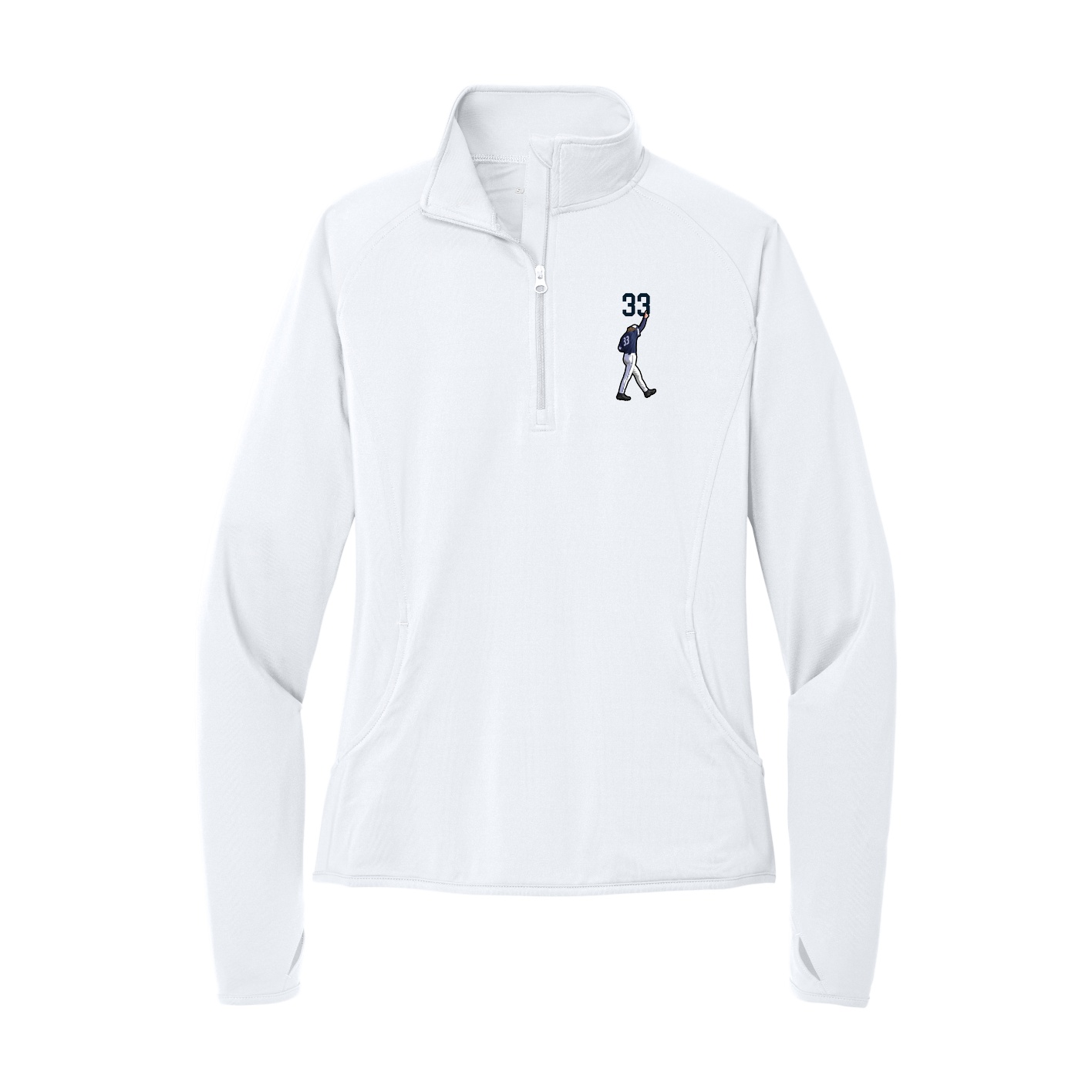 Women's Q-Zip Pullover — Number Top in White