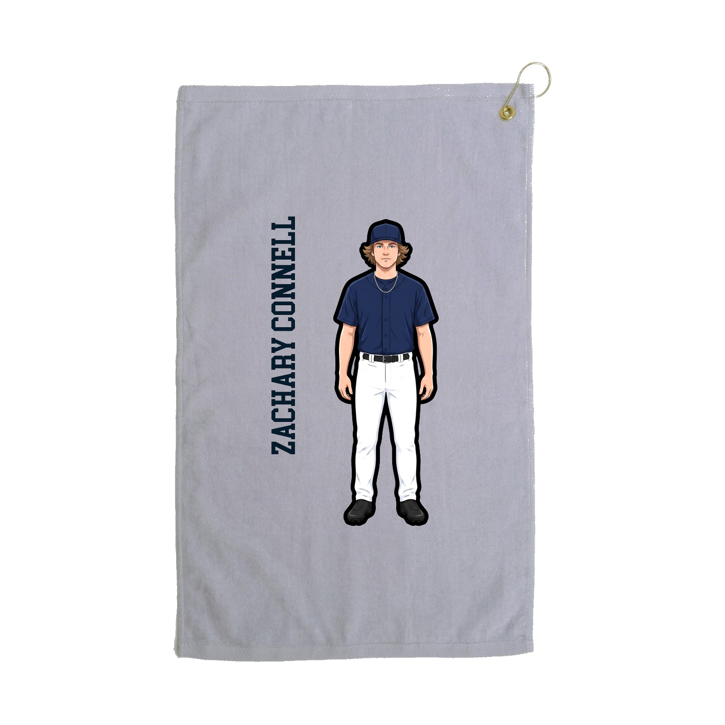 Golf Towel — Name Vertical in Grey