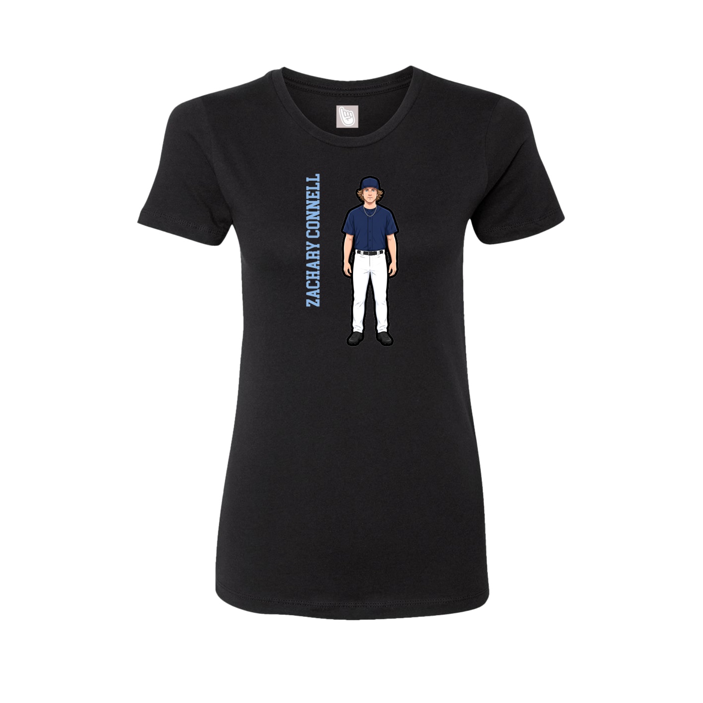 Womens Tee — Name Vertical in Black