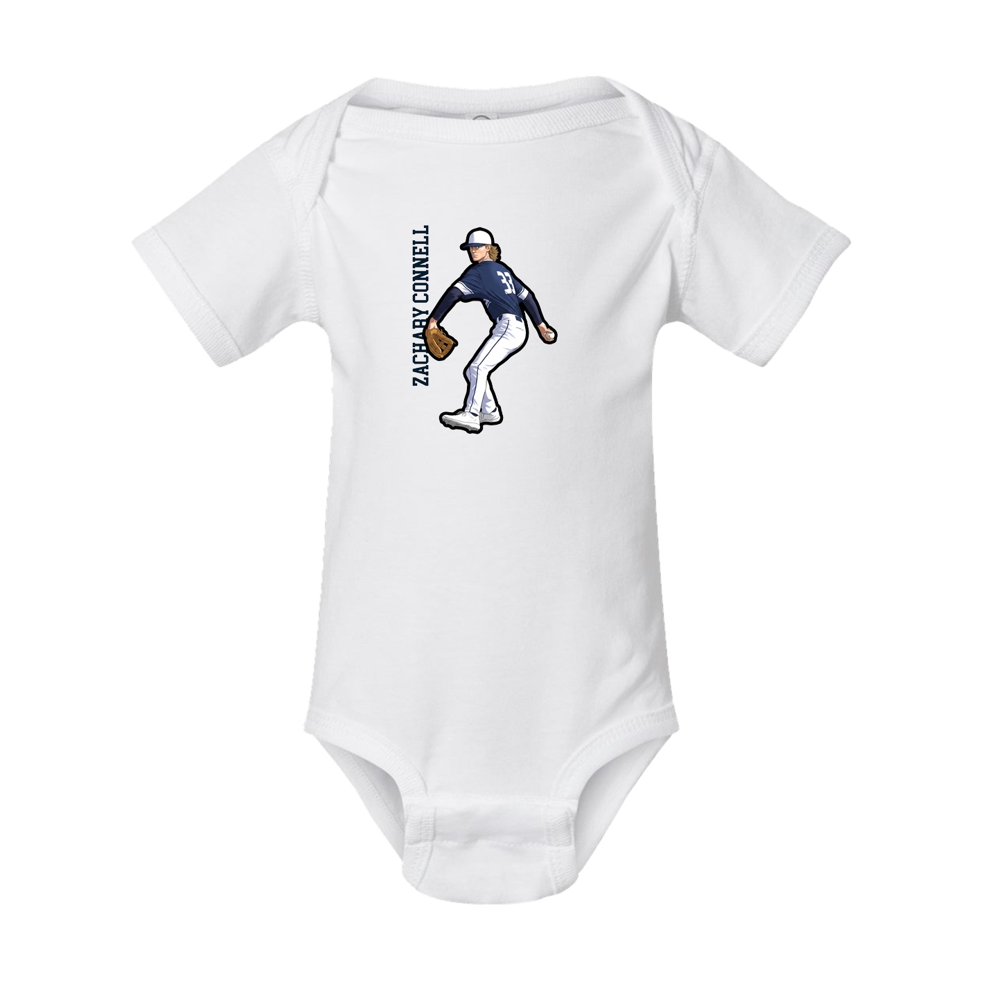 Baby Onesie — Name Vertical in White