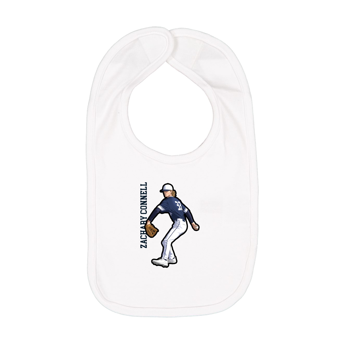 Infant Bib — Name Vertical in White
