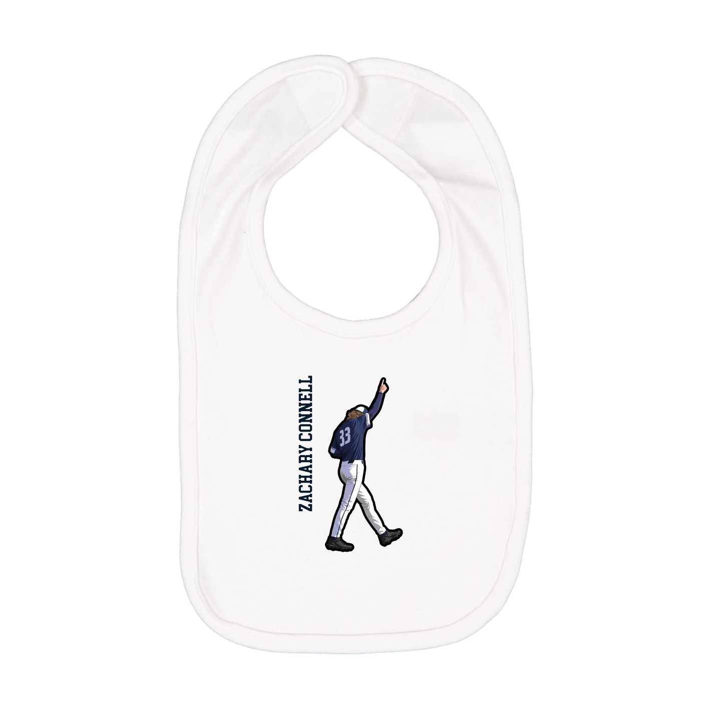 Infant Bib — Name Vertical in White