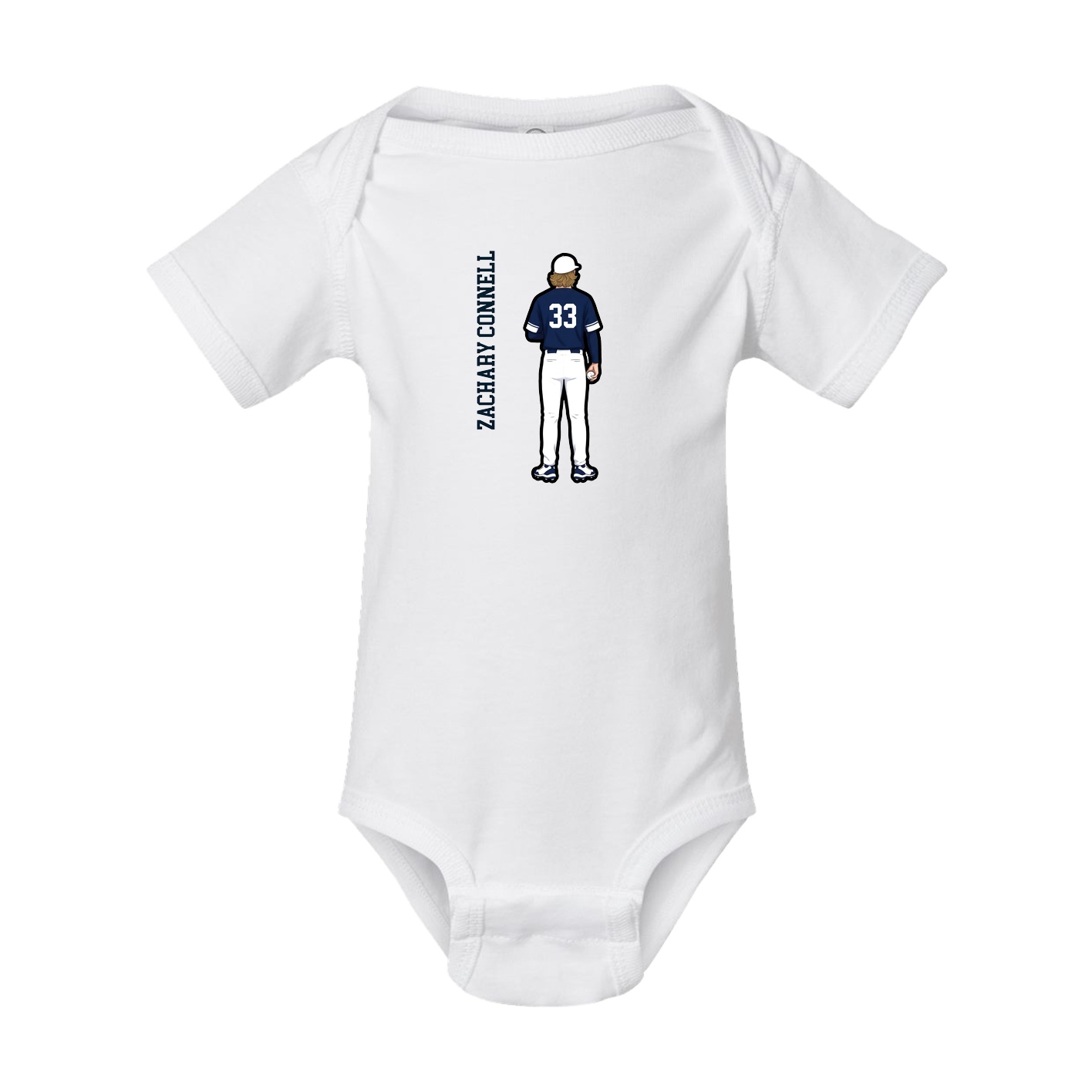 Baby Onesie — Name Vertical in White