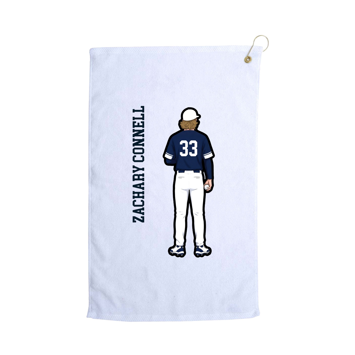 Golf Towel — Name Vertical in White