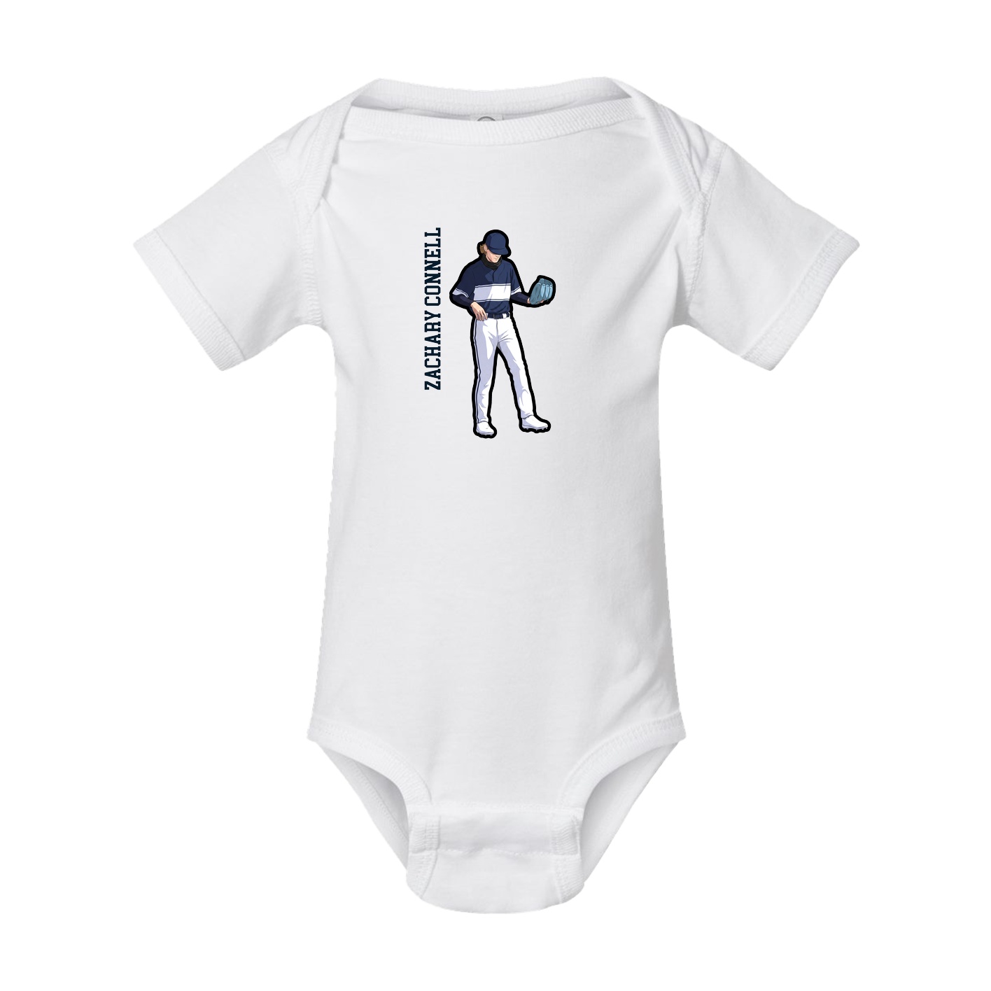 Baby Onesie — Name Vertical in White