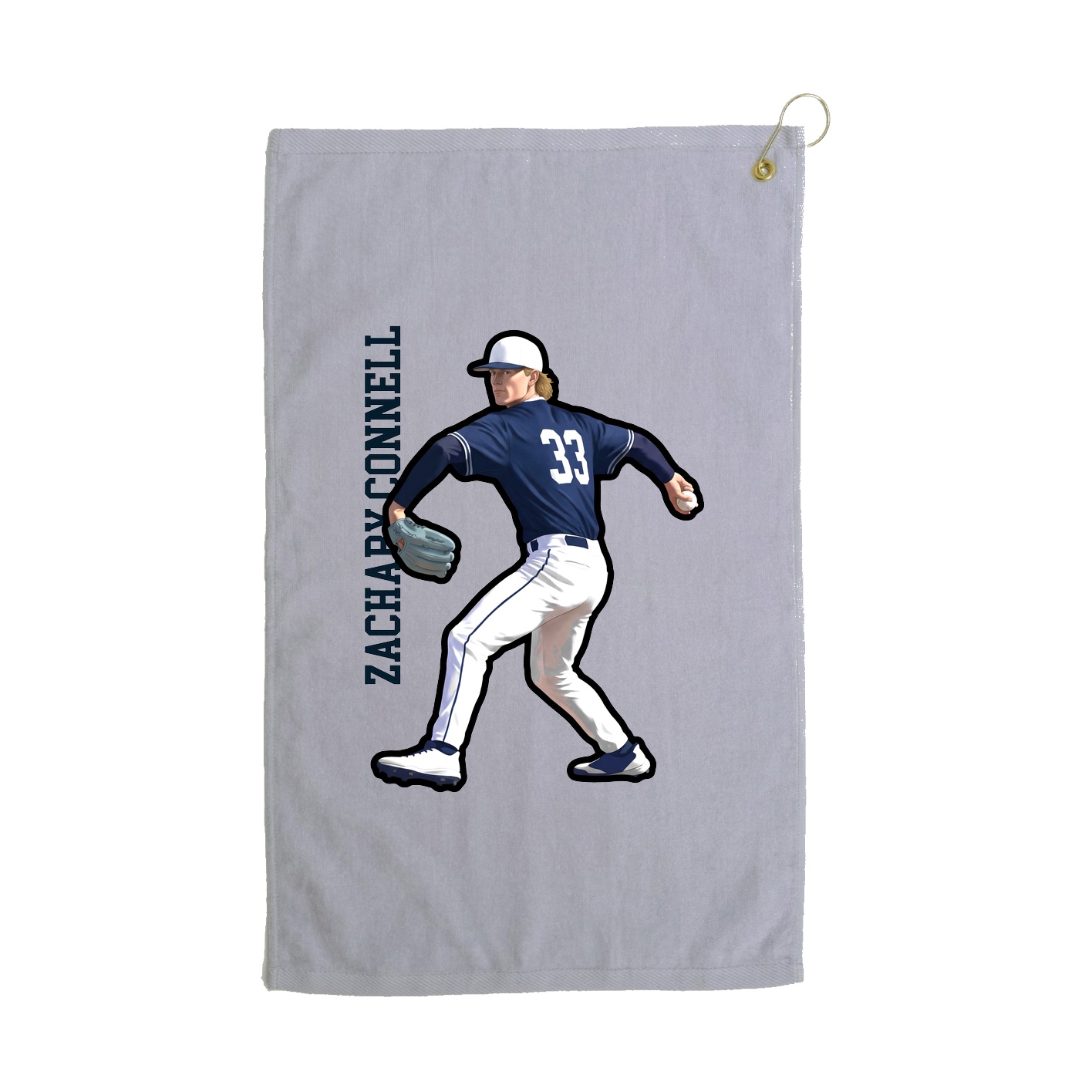 Golf Towel — Name Vertical in Grey