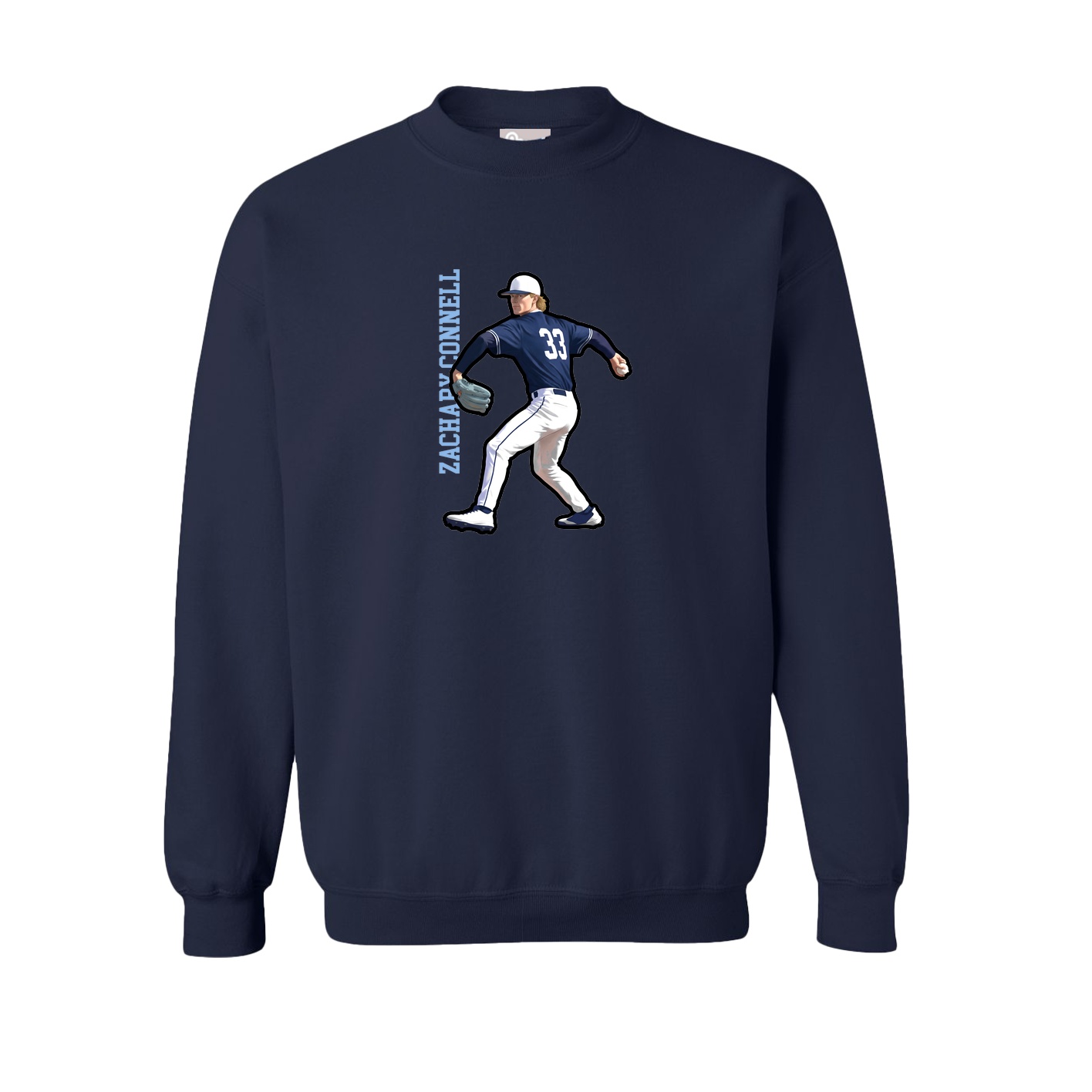 Fleece Crew — Name Vertical in Navy