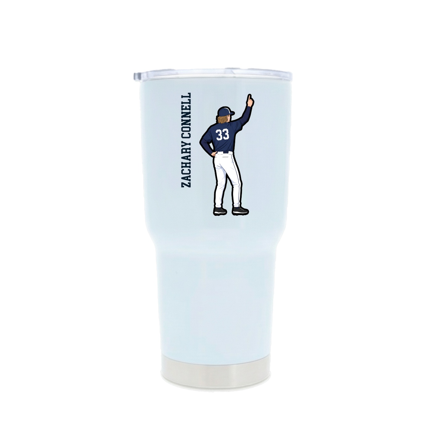 30oz Stainless Steel Tumbler — Name Vertical in White