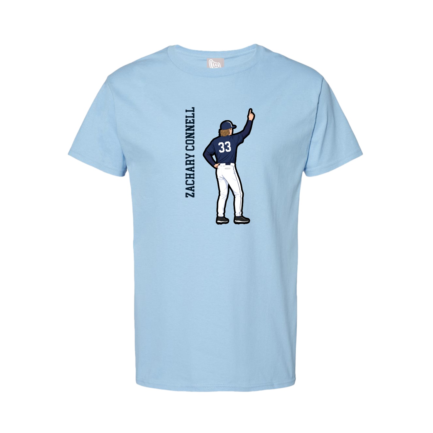 Tee — Name Vertical in Light Blue