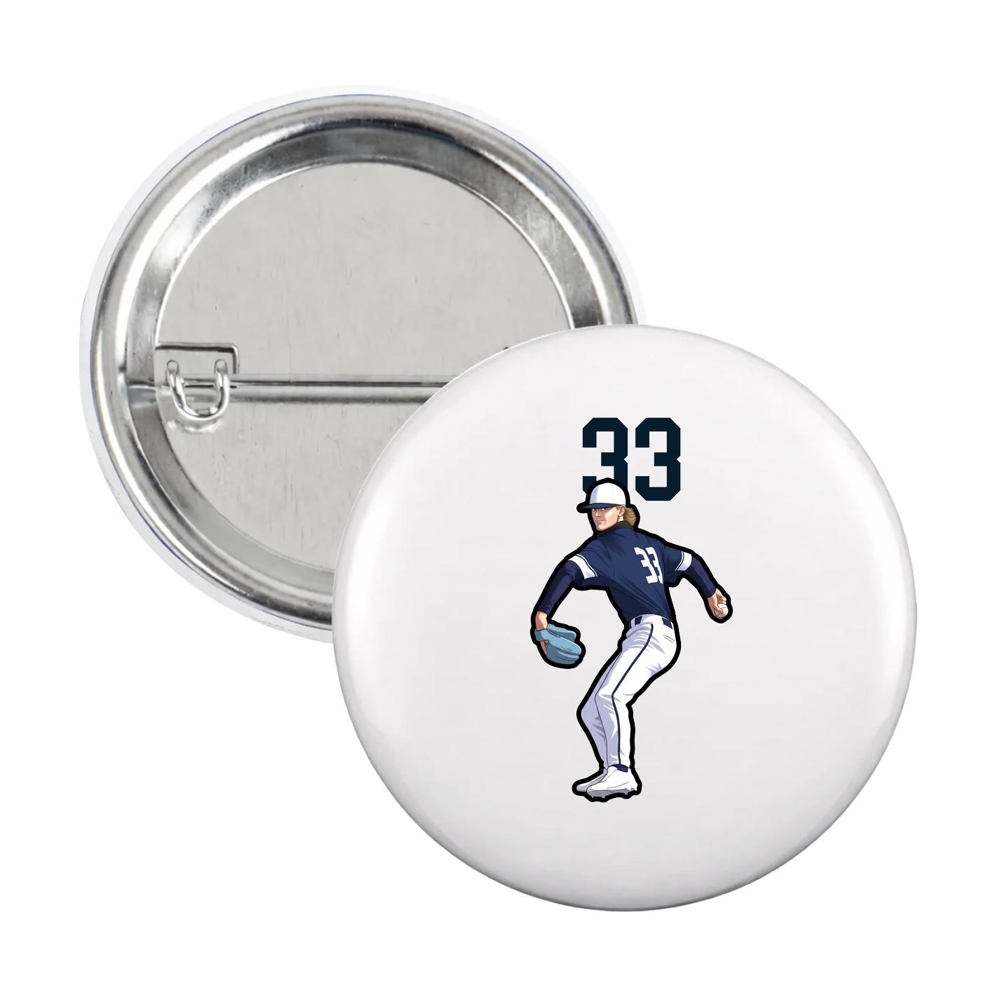 Game Day Button — Number Top in White