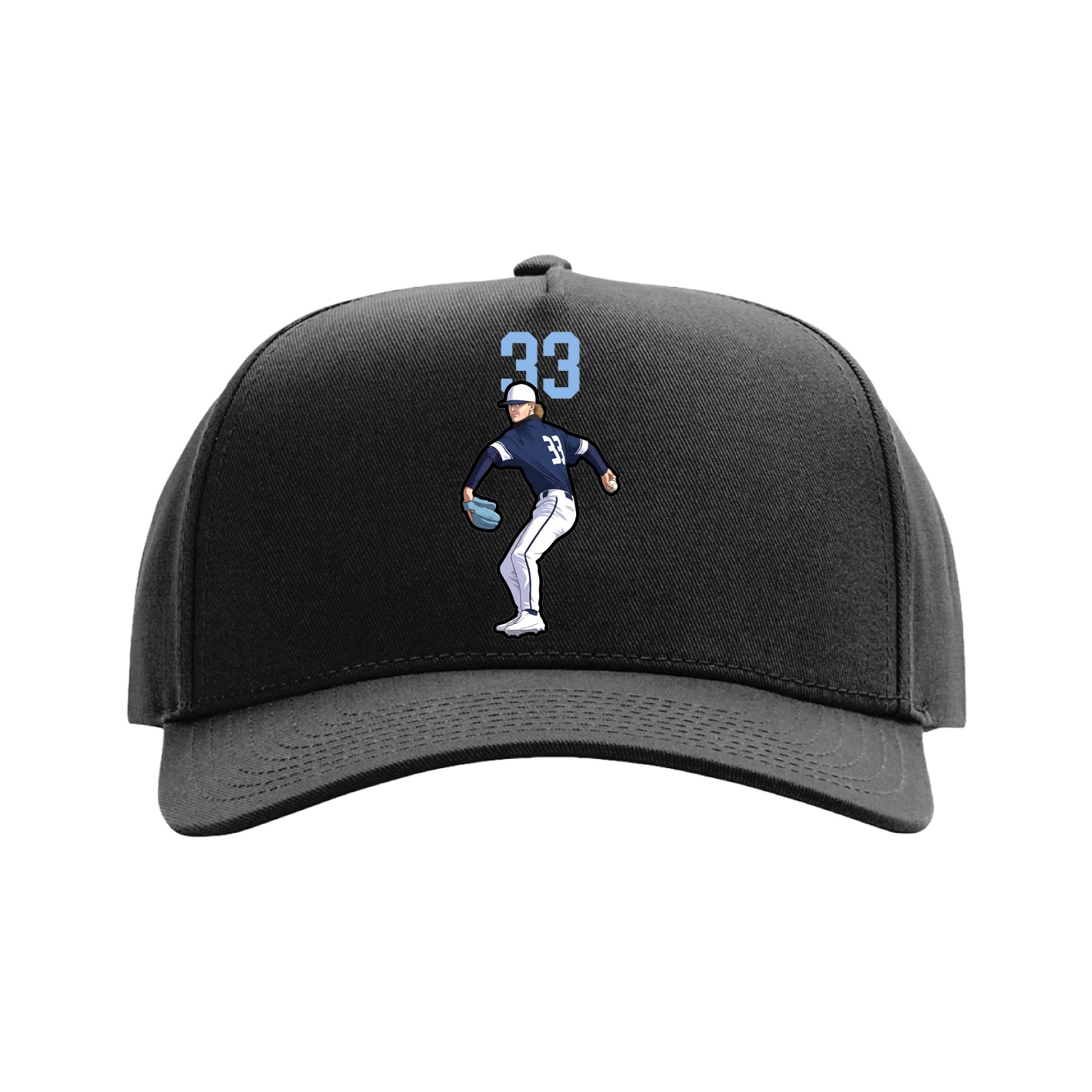 Full Fabric Five-Panel Champ Cap — Number Top in Black