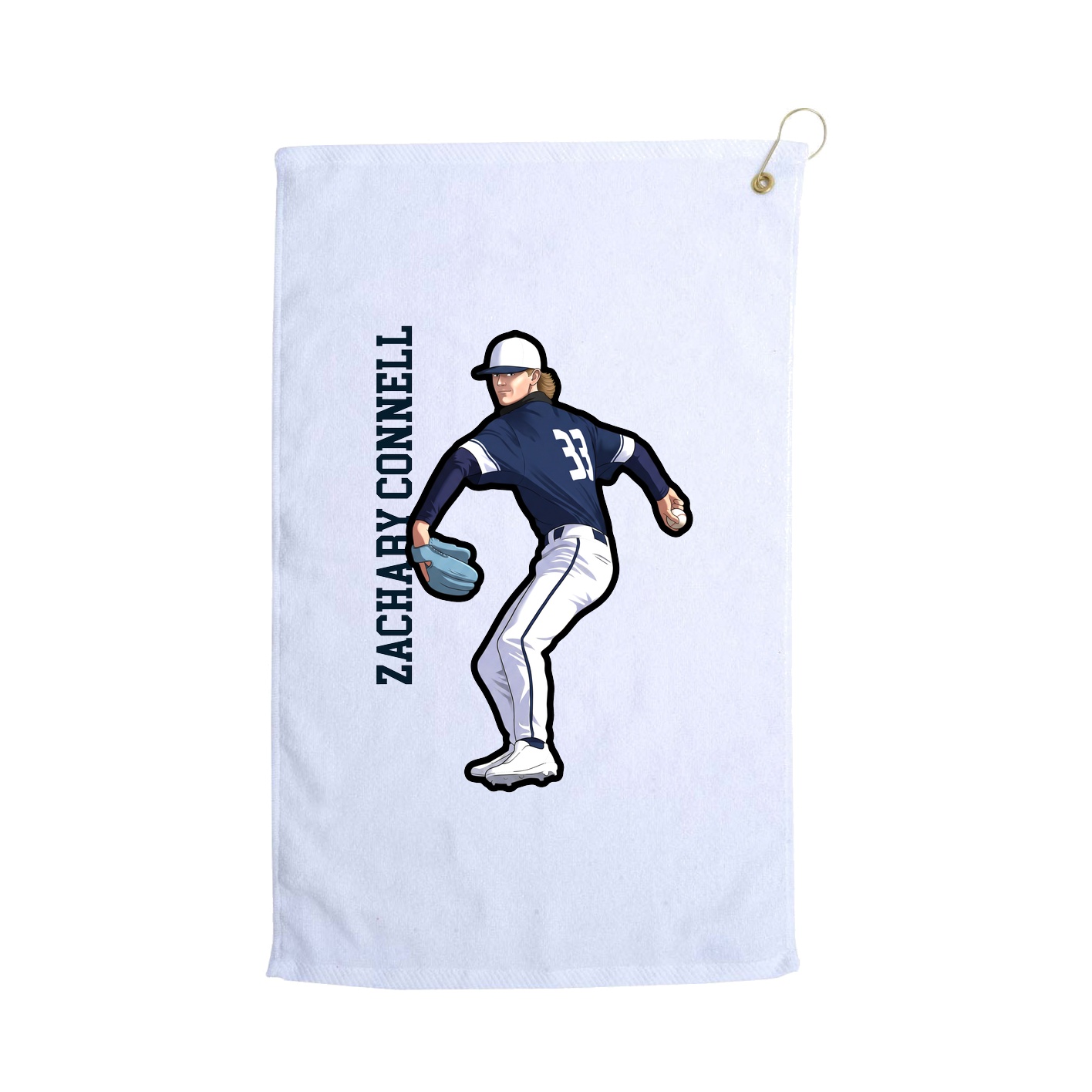 Golf Towel — Name Vertical in White