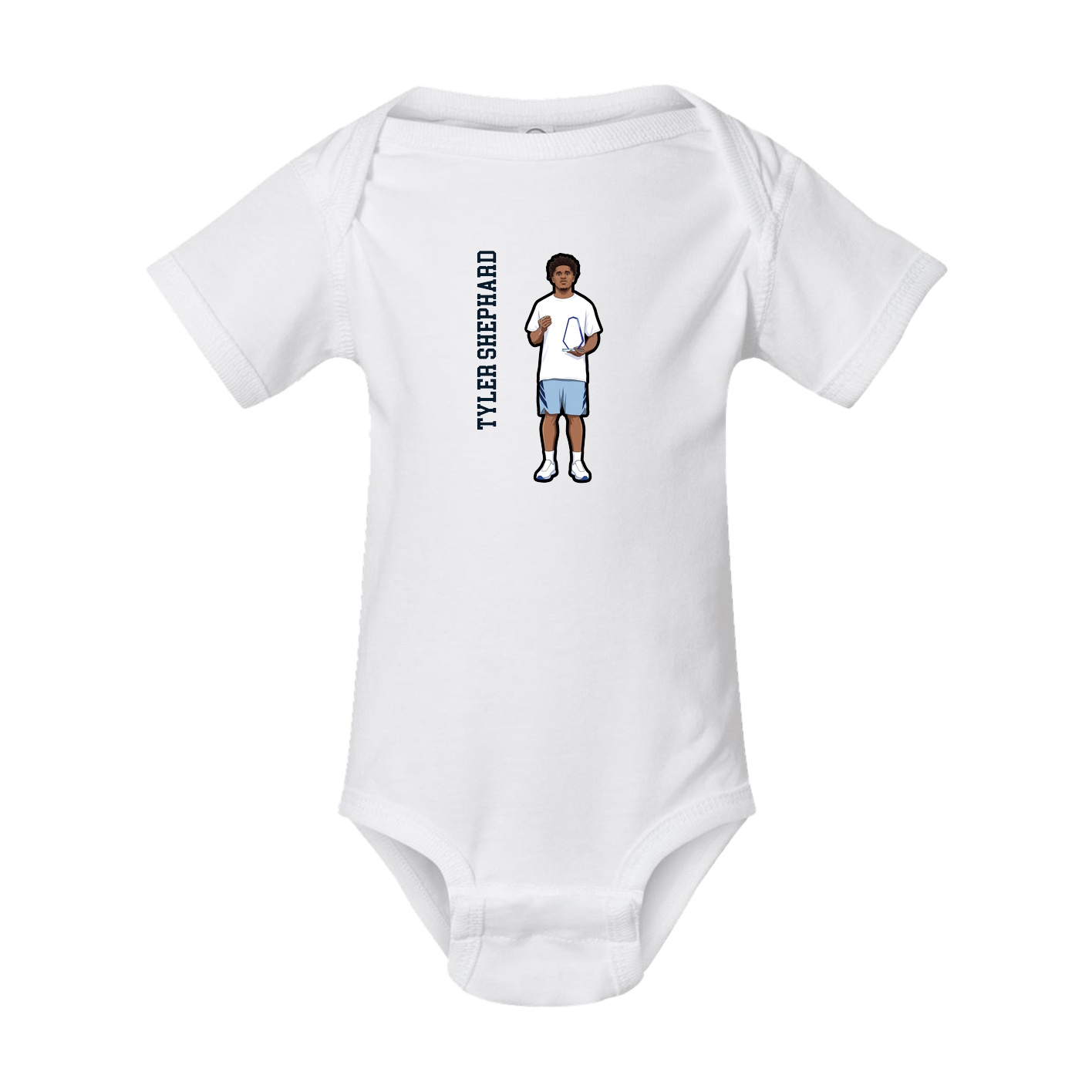 Baby Onesie — Name Vertical in White