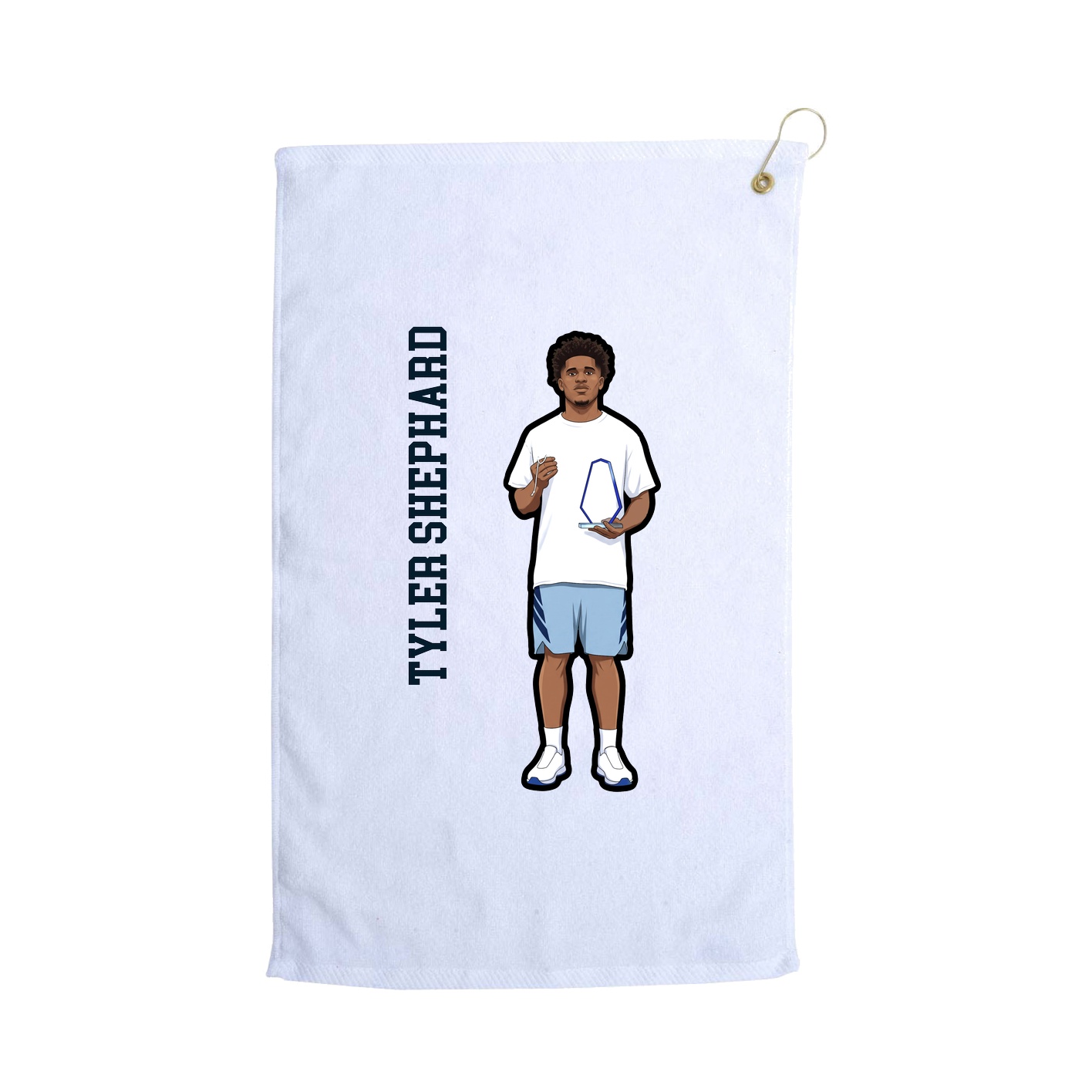 Golf Towel — Name Vertical in White