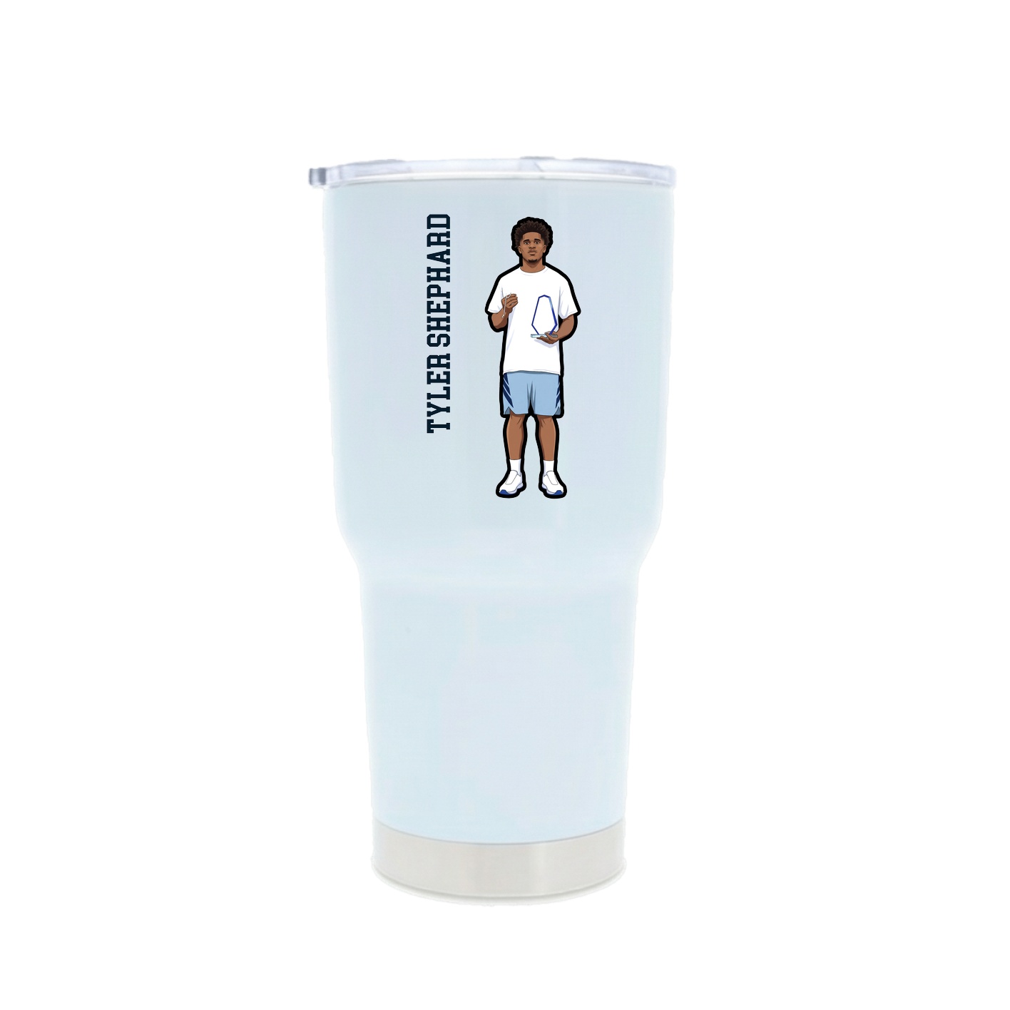30oz Stainless Steel Tumbler — Name Vertical in White