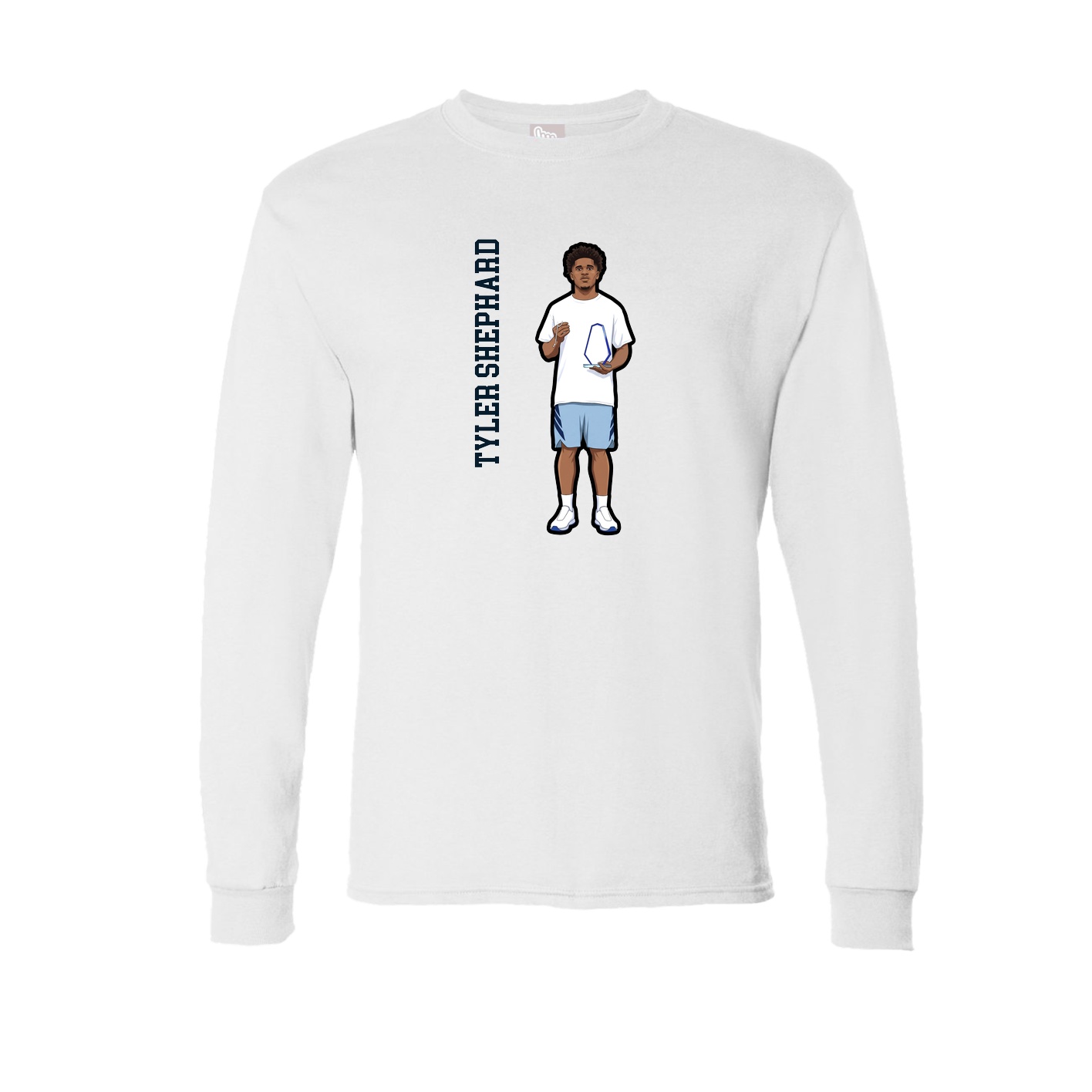 Long Sleeve Tee — Name Vertical in White