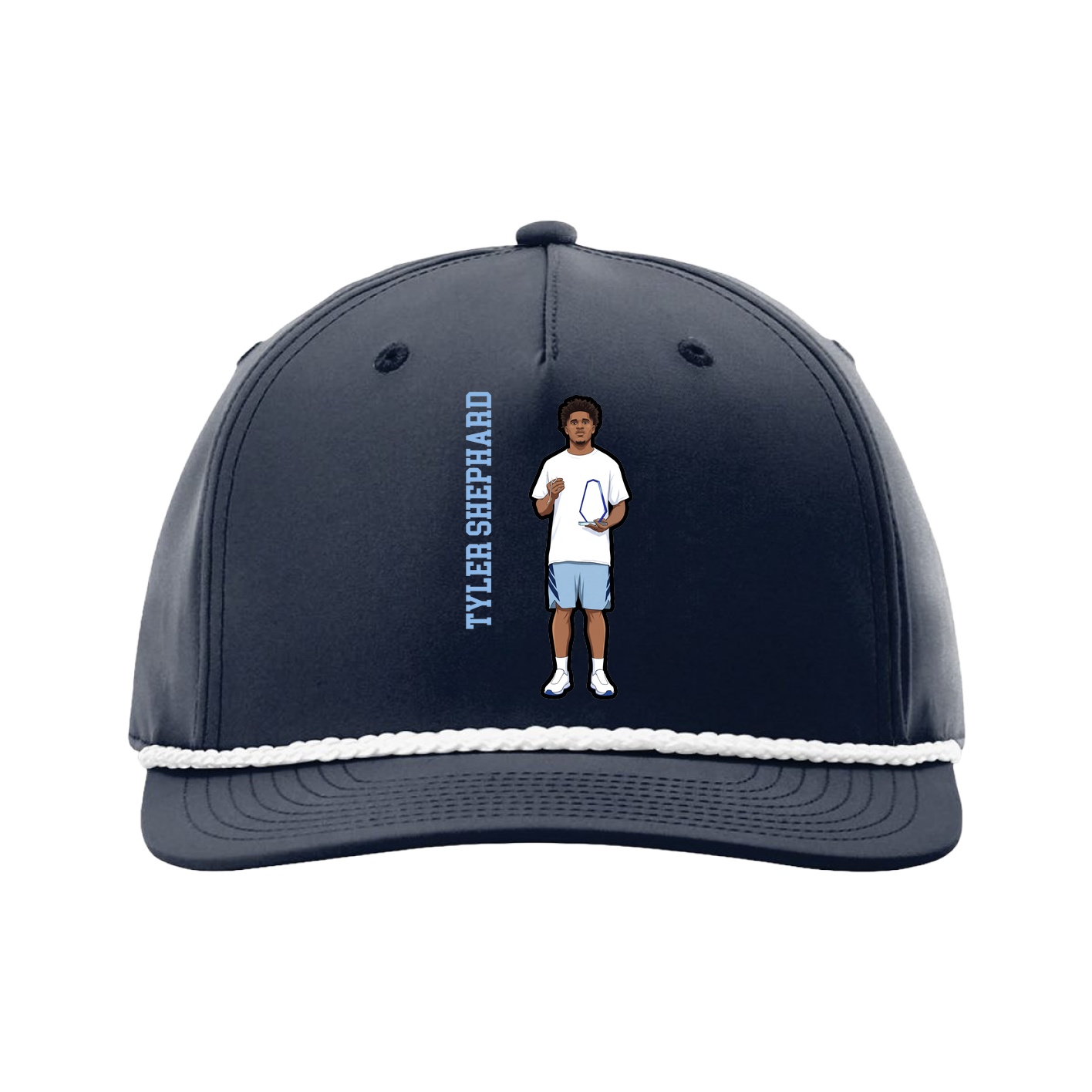 Five-Panel Classic Rope Cap — Name Vertical in Navy