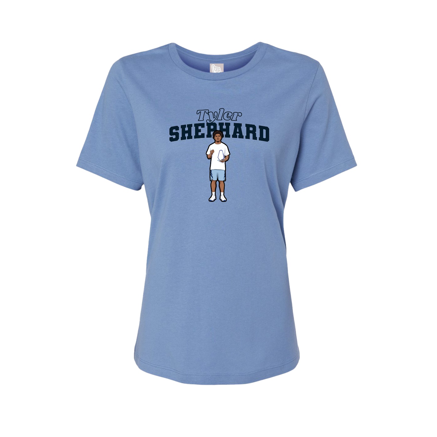 Fitted Women's Tee — Name Arch in Powder Blue