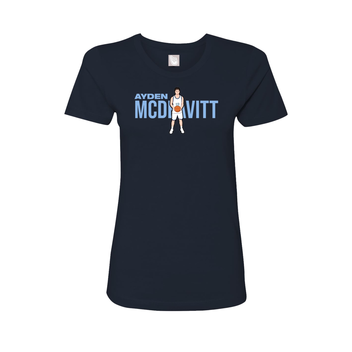 Fitted Women's Tee — Player Name in Navy