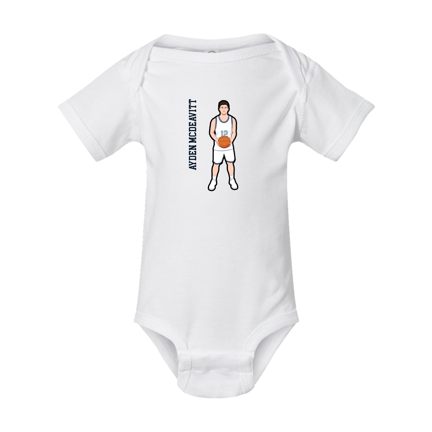 Baby Onesie — Name Vertical in White