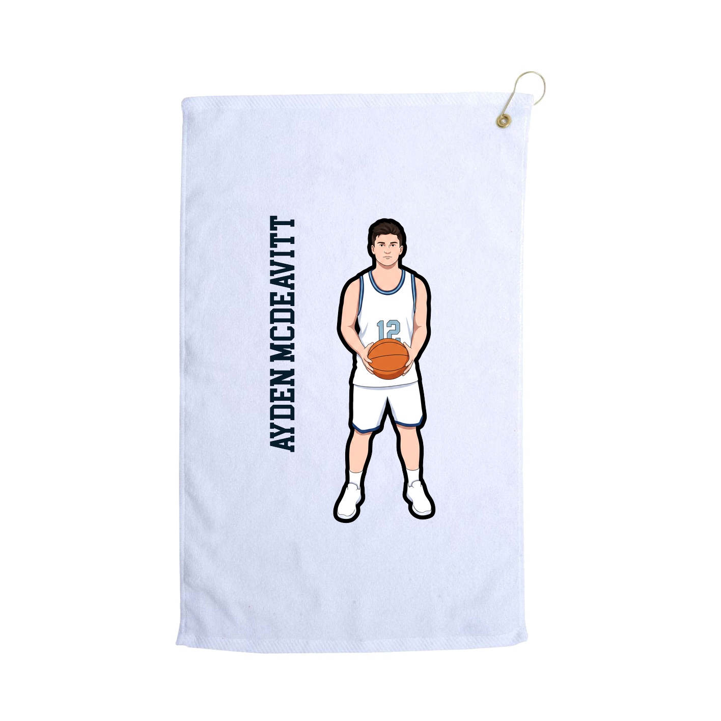 Golf Towel — Name Vertical in White