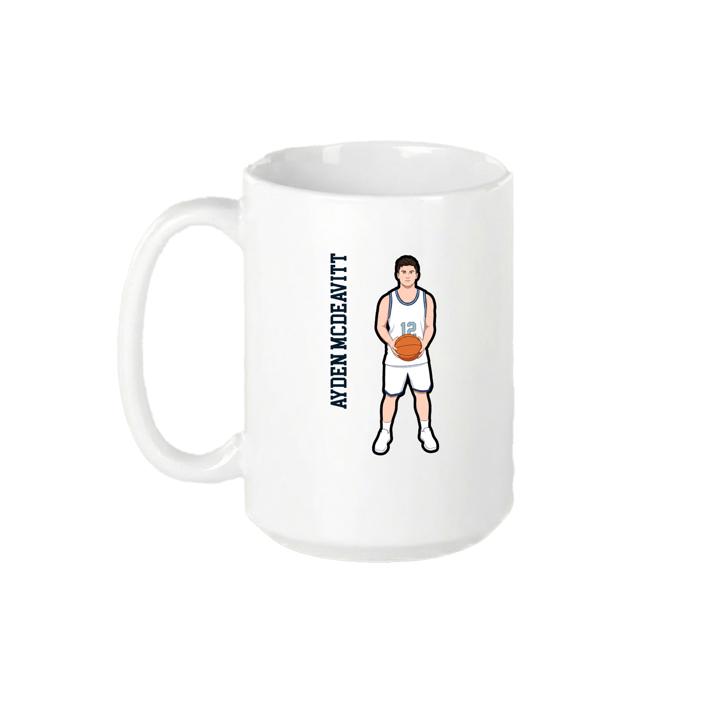 15oz Coffee Mug — Name Vertical in White