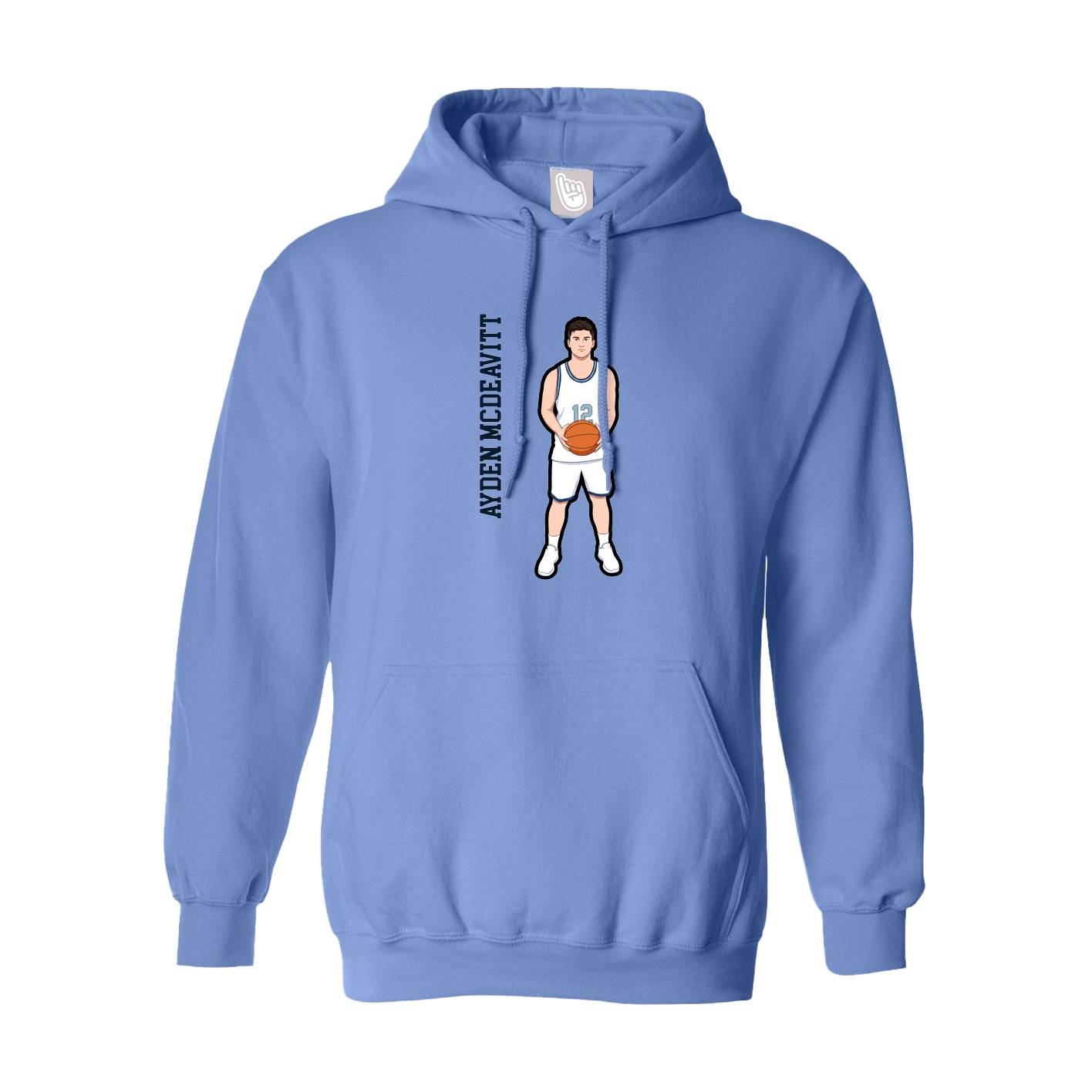 Youth Hoodie — Name Vertical in Powder Blue