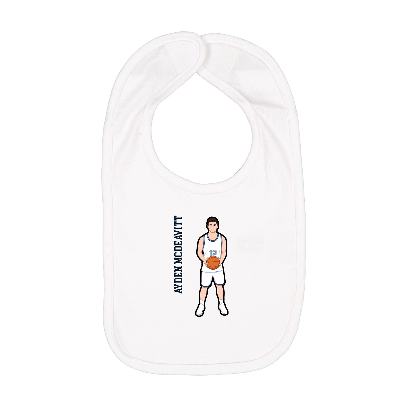 Infant Bib — Name Vertical in White