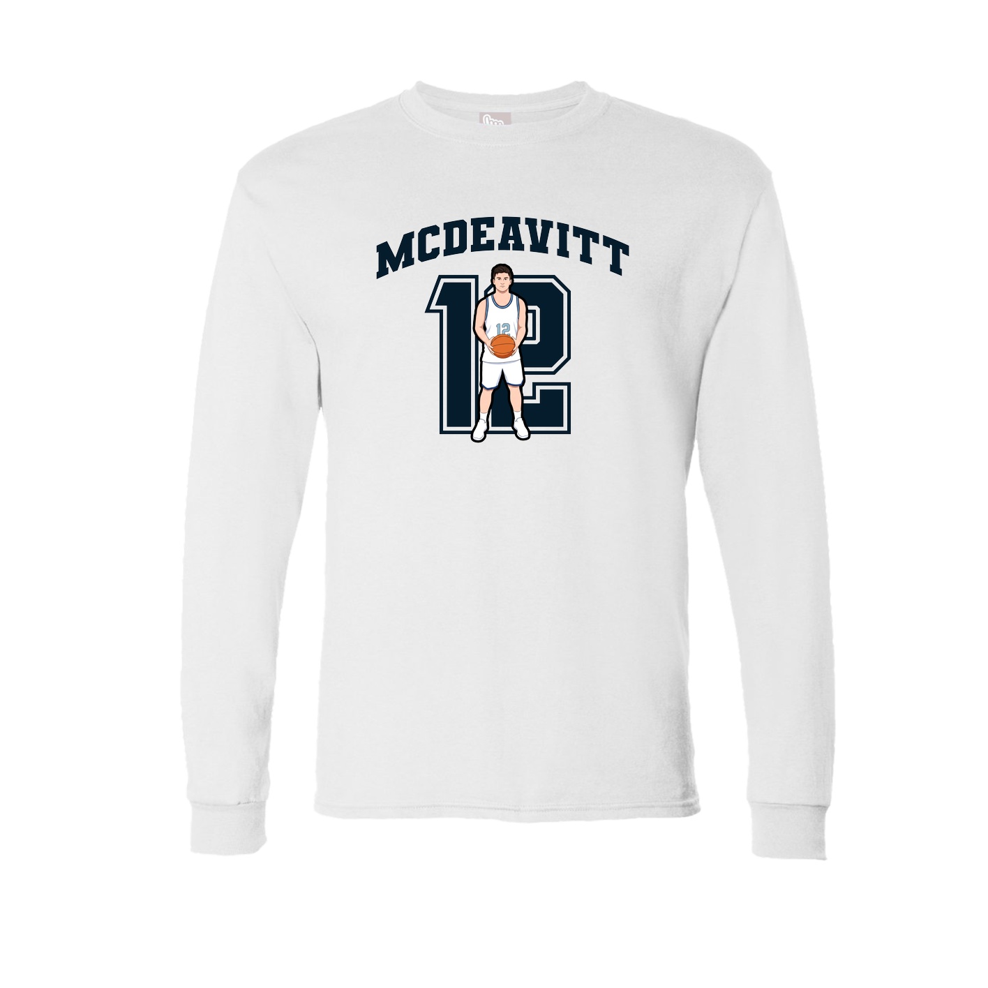 Long Sleeve Tee — Number in White