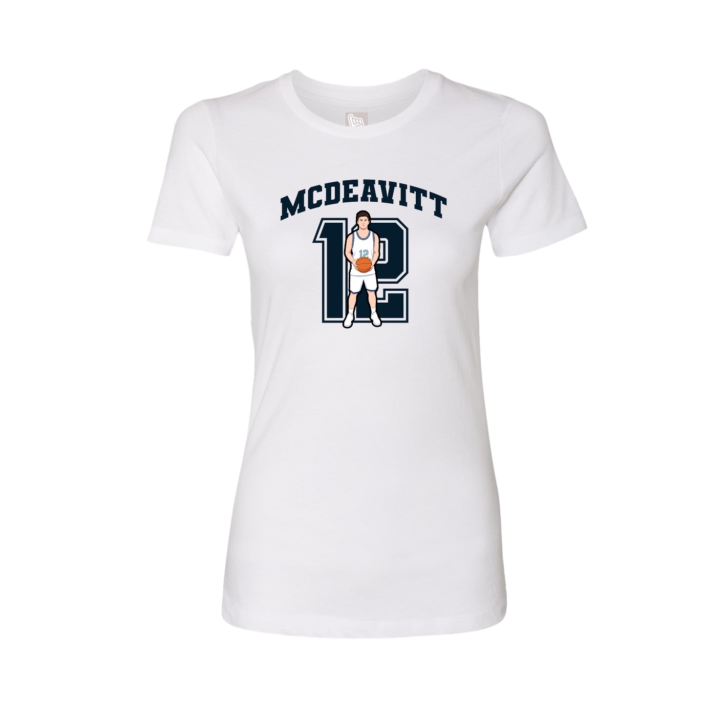 Fitted Women's Tee — Number in White