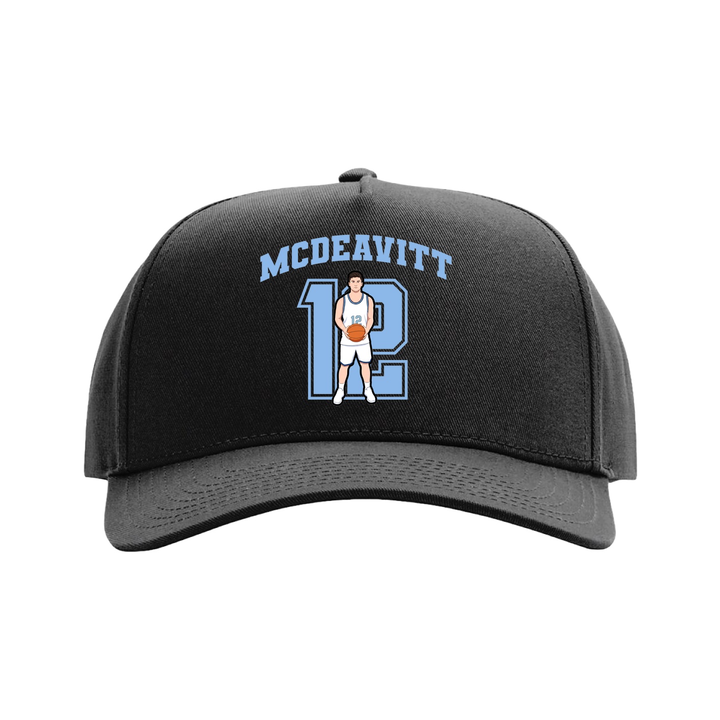 Full Fabric Five-Panel Champ Cap — Number in Black
