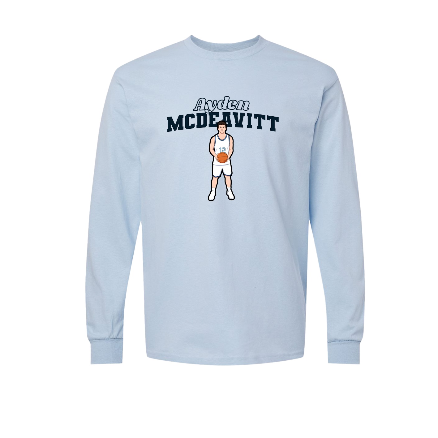 Long Sleeve Tee — Name Arch in Light Blue