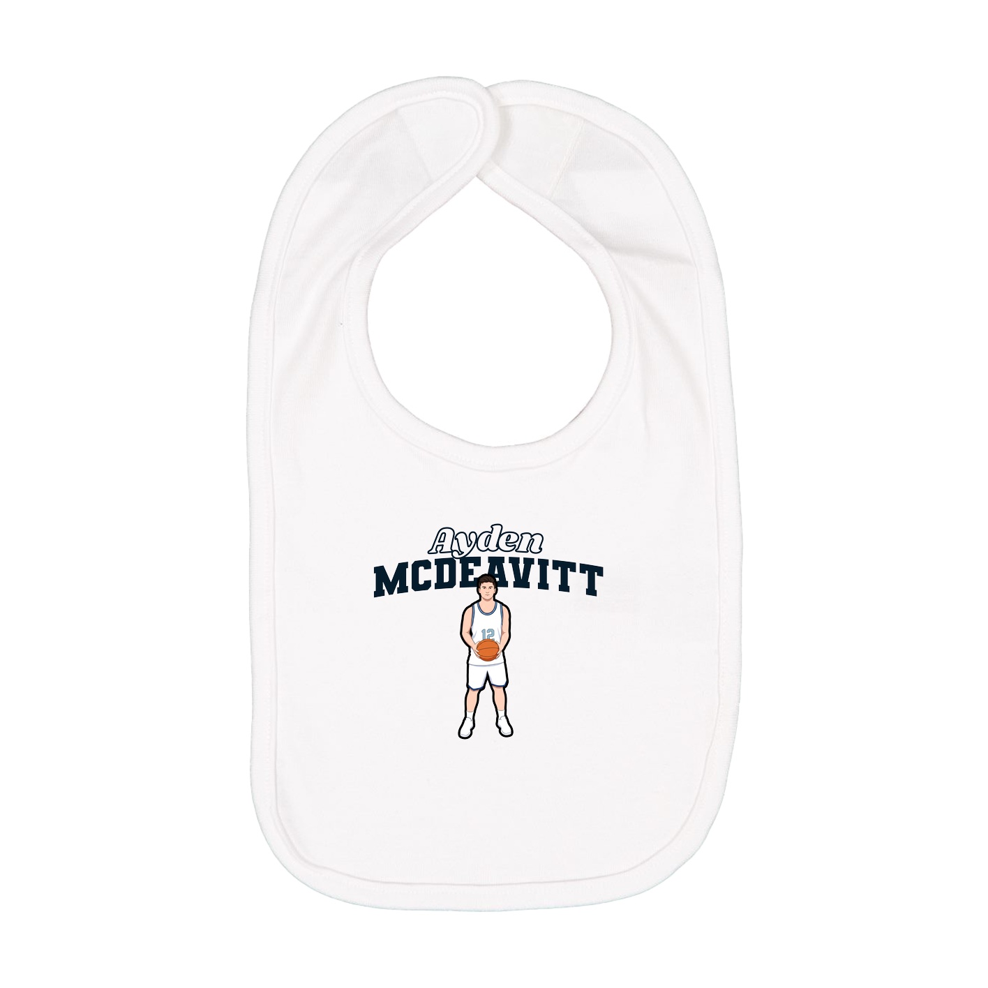 Infant Bib — Name Arch in White