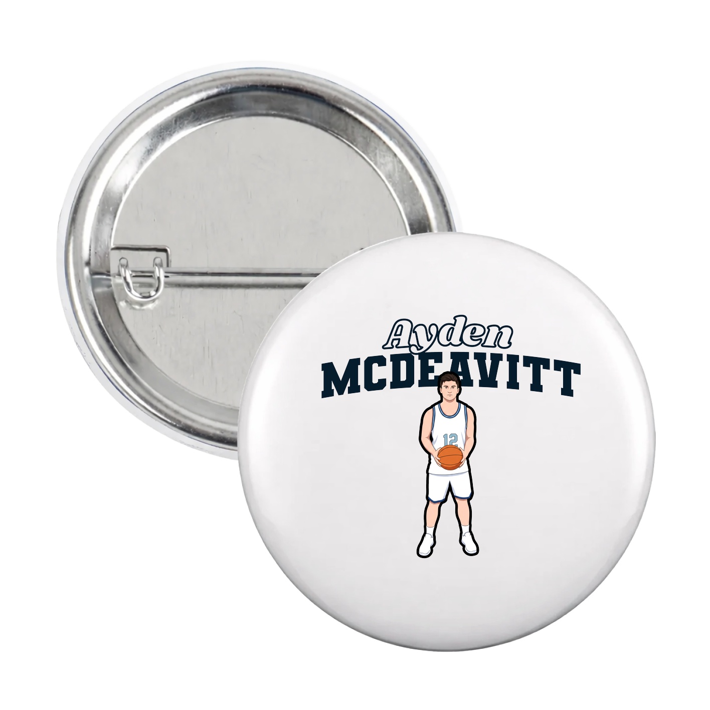 Game Day Button — Name Arch in White