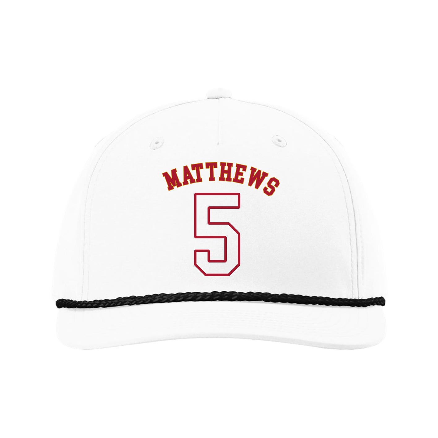 Five-Panel Classic Rope Cap — Shirsey Arch in White