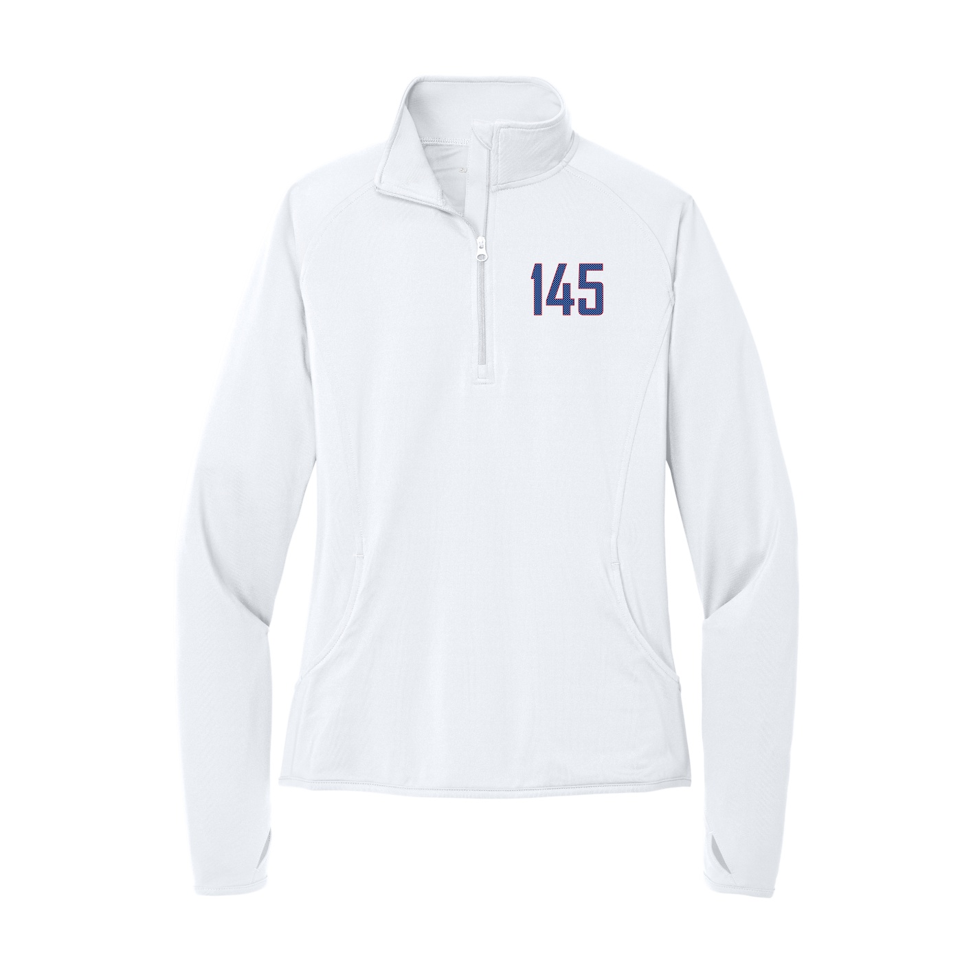 Women's Q-Zip Pullover — Front Shirsy in White