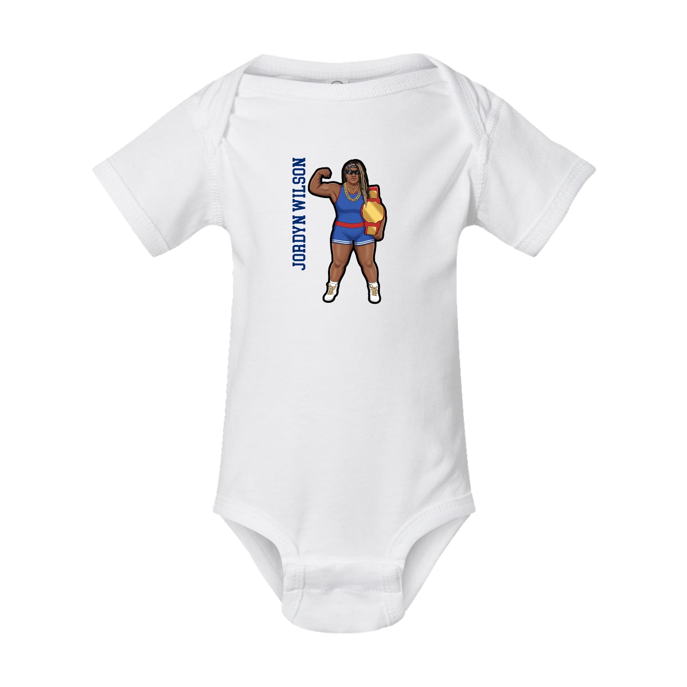 Baby Onesie — Name Vertical in White