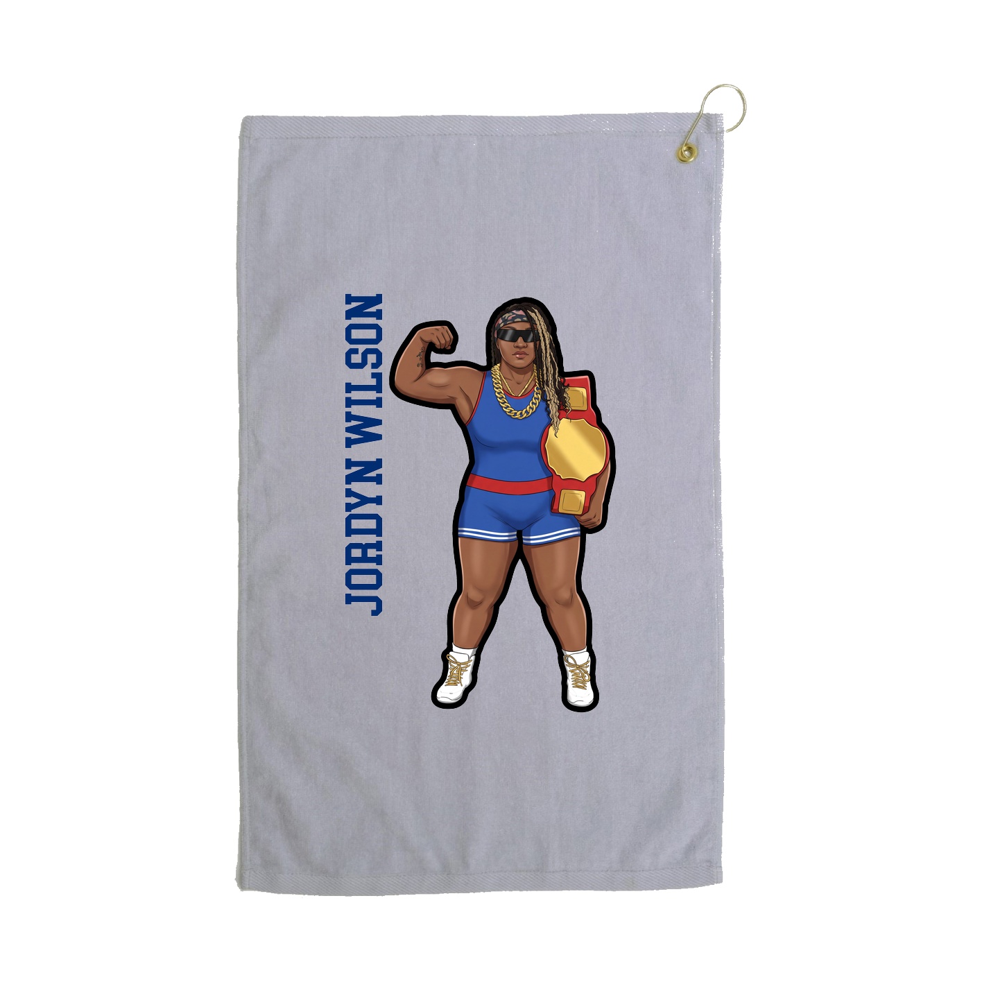 Golf Towel — Name Vertical in Grey