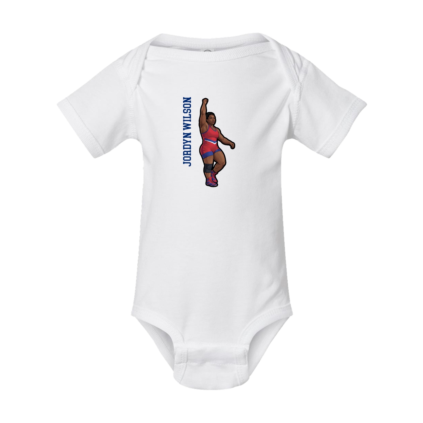 Baby Onesie — Name Vertical in White