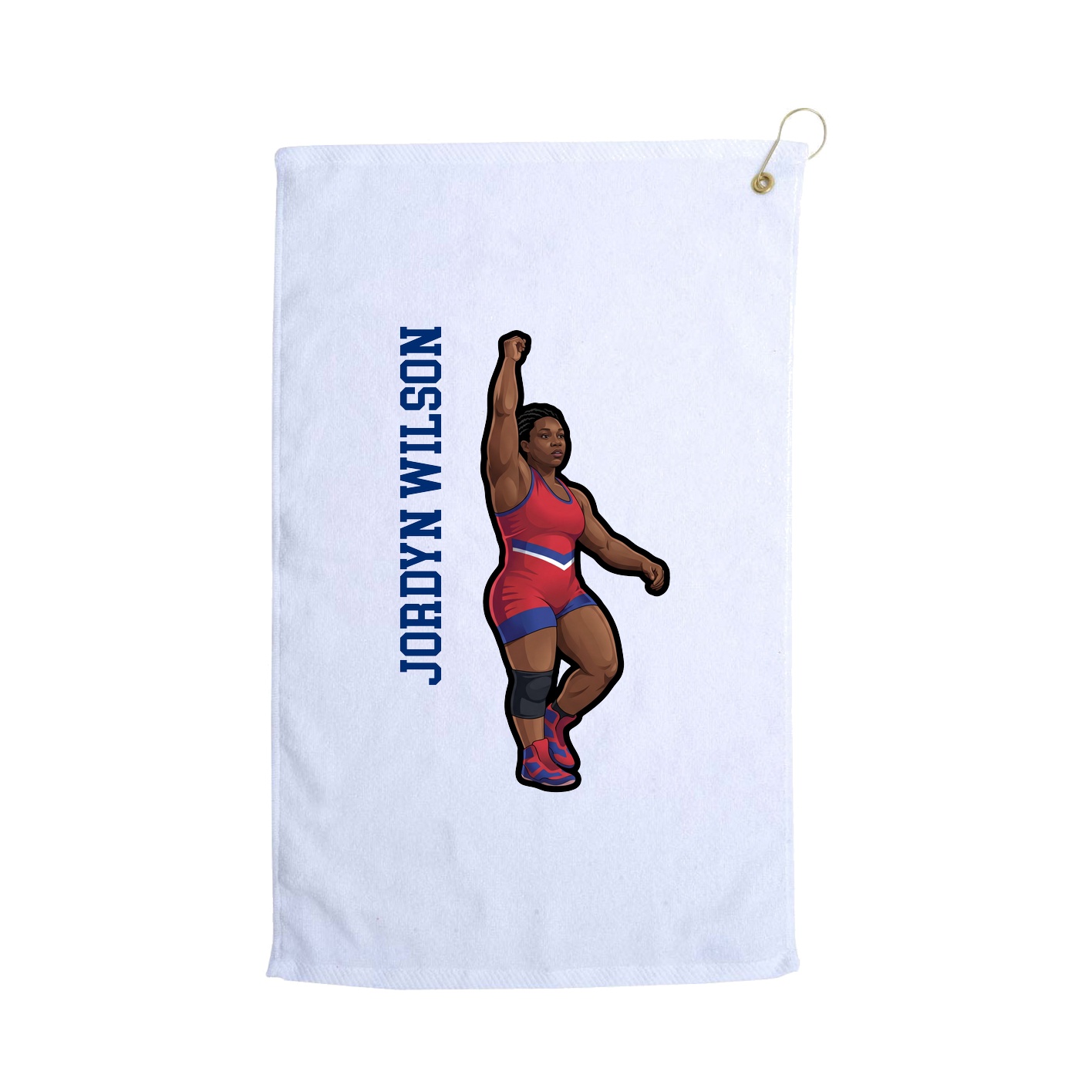 Golf Towel — Name Vertical in White