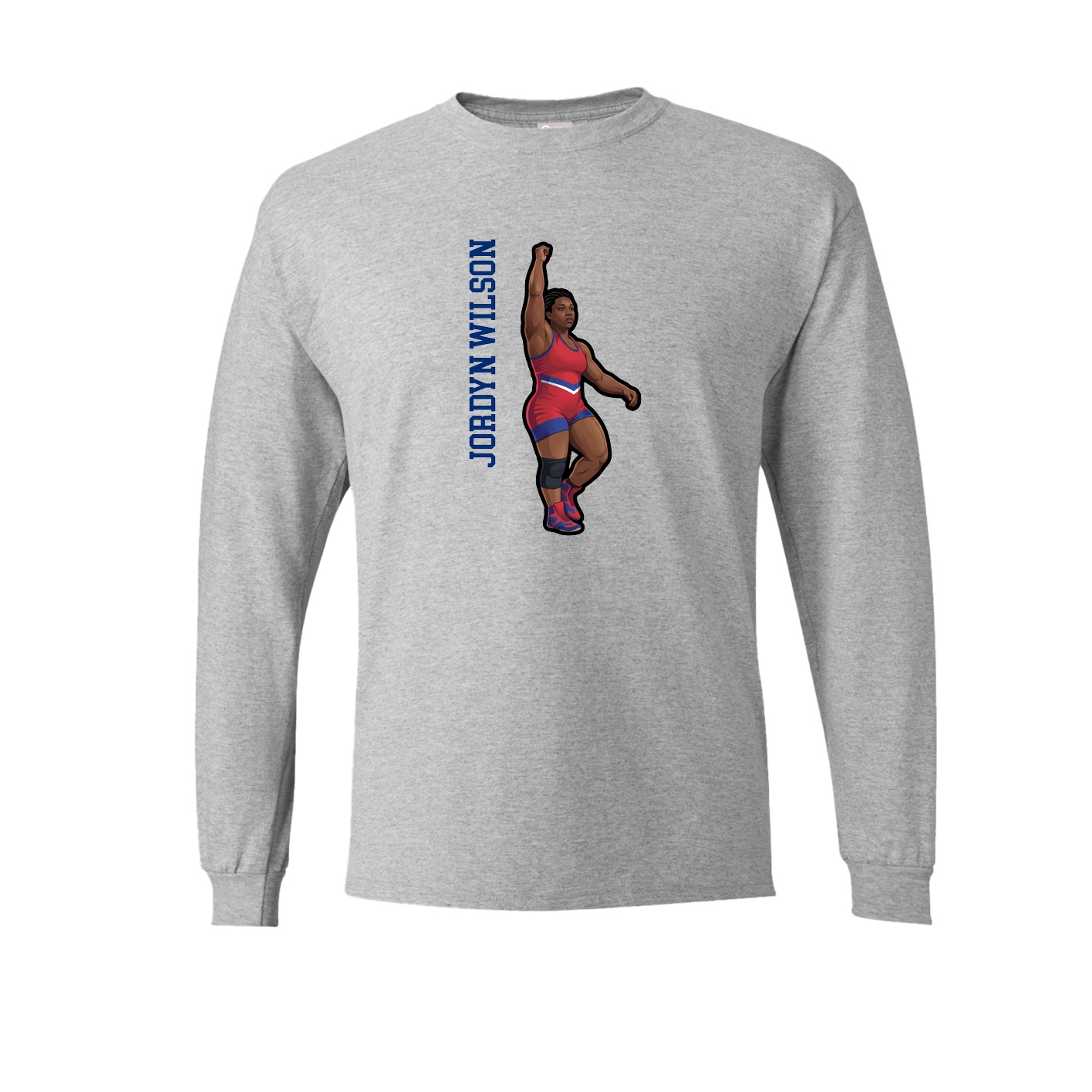 Long Sleeve Tee — Name Vertical in Grey