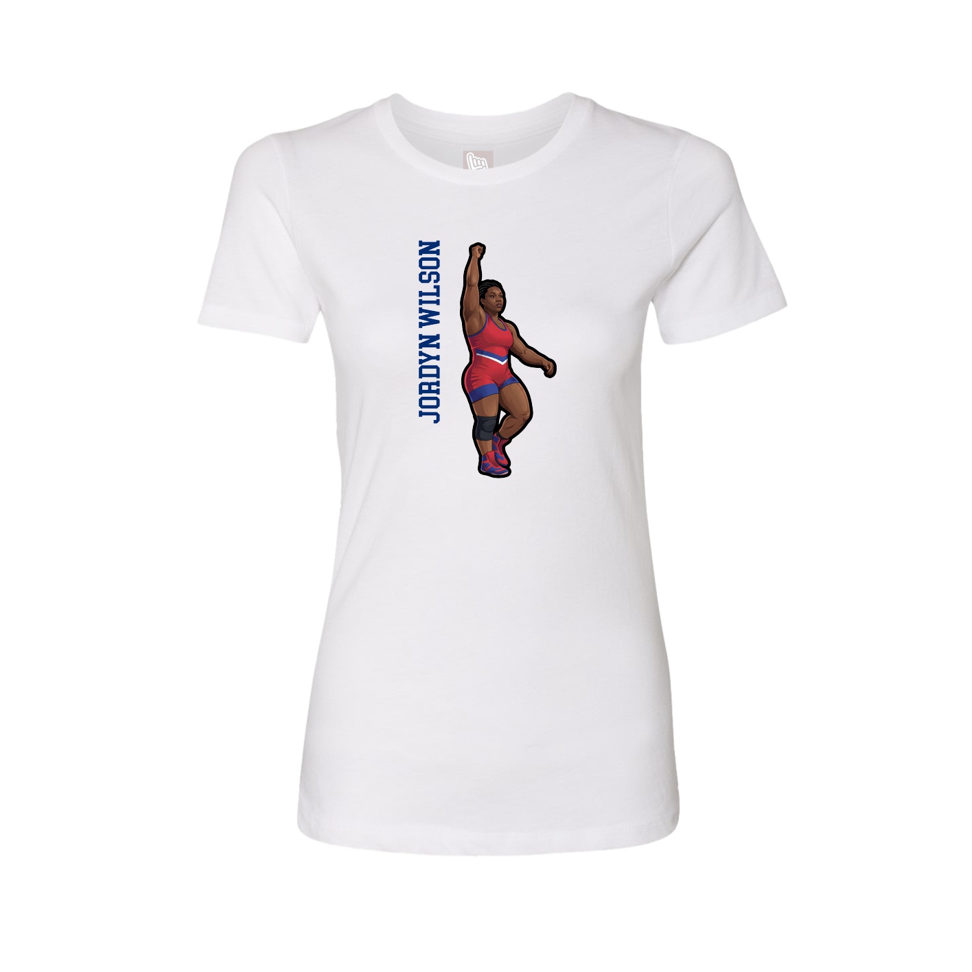 Fitted Women's Tee — Name Vertical in White