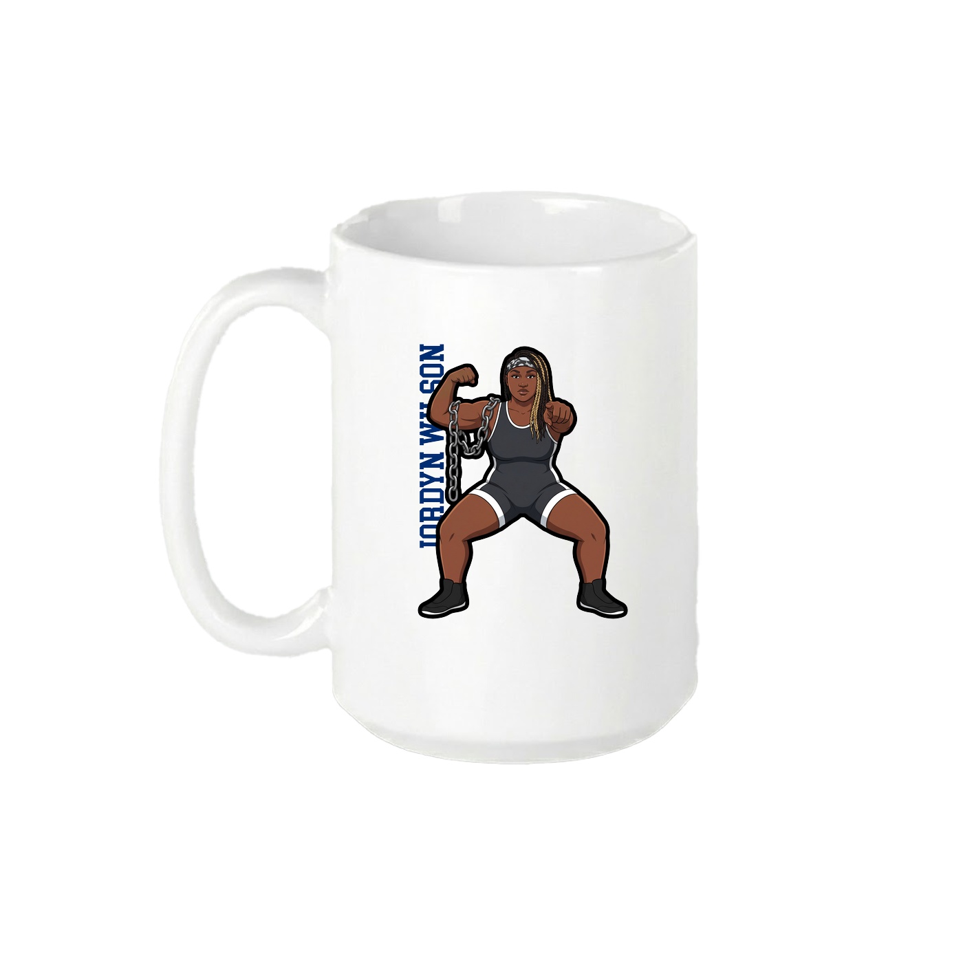 15oz Coffee Mug — Name Vertical in White