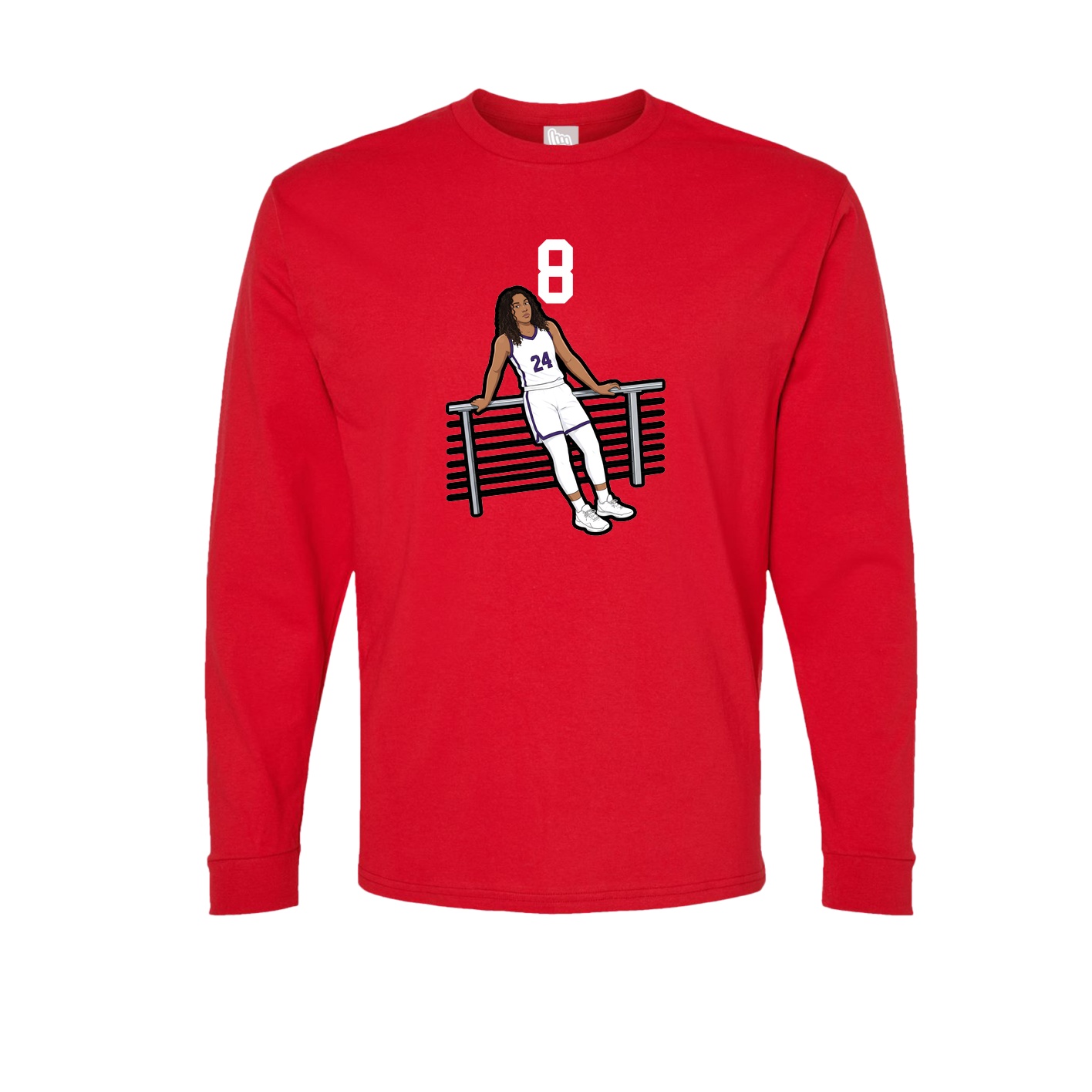 Long Sleeve Tee — Number Top in Red